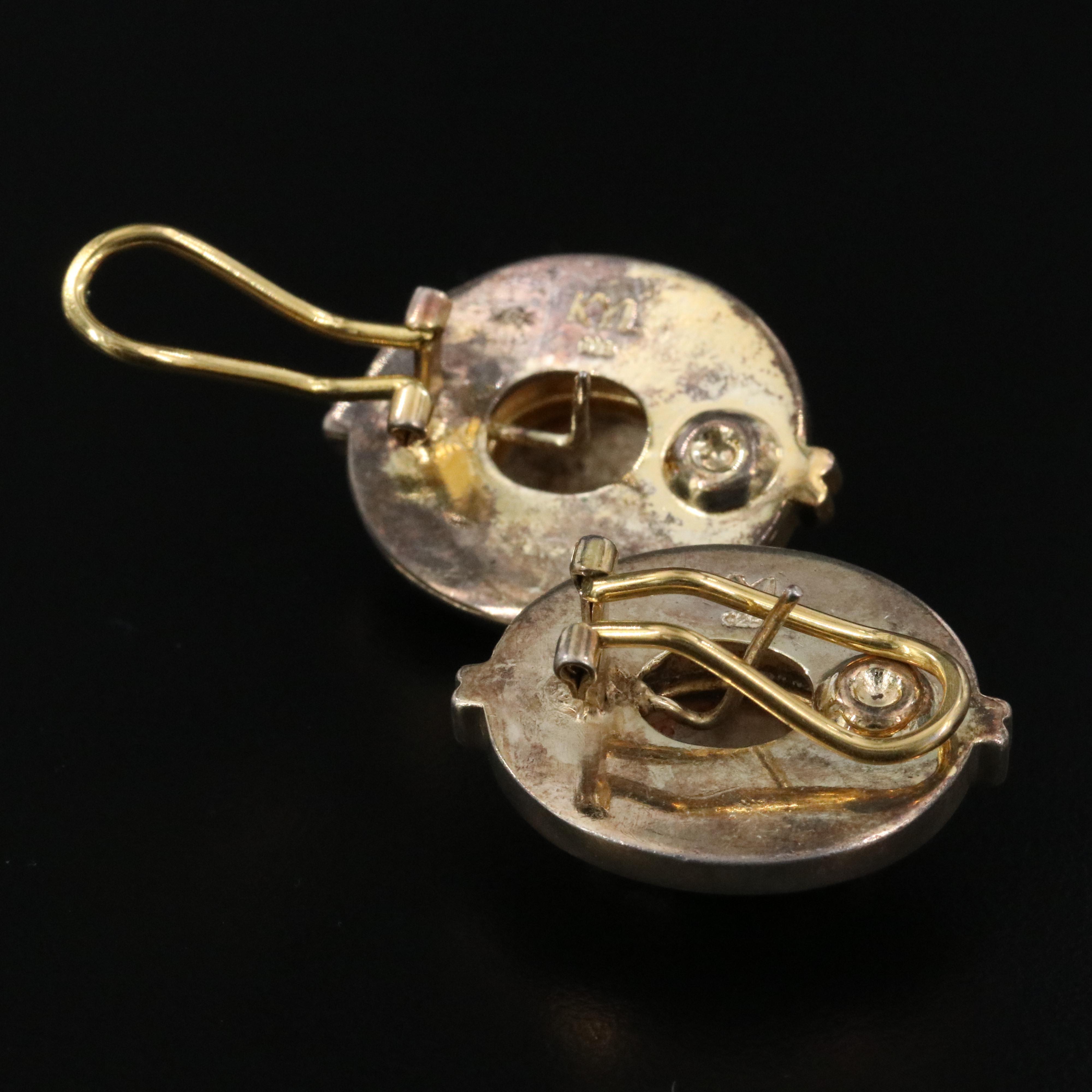 Vintage Kai Yin Lo Sterling Black Onyx and Mother-of-Pearl Earrings