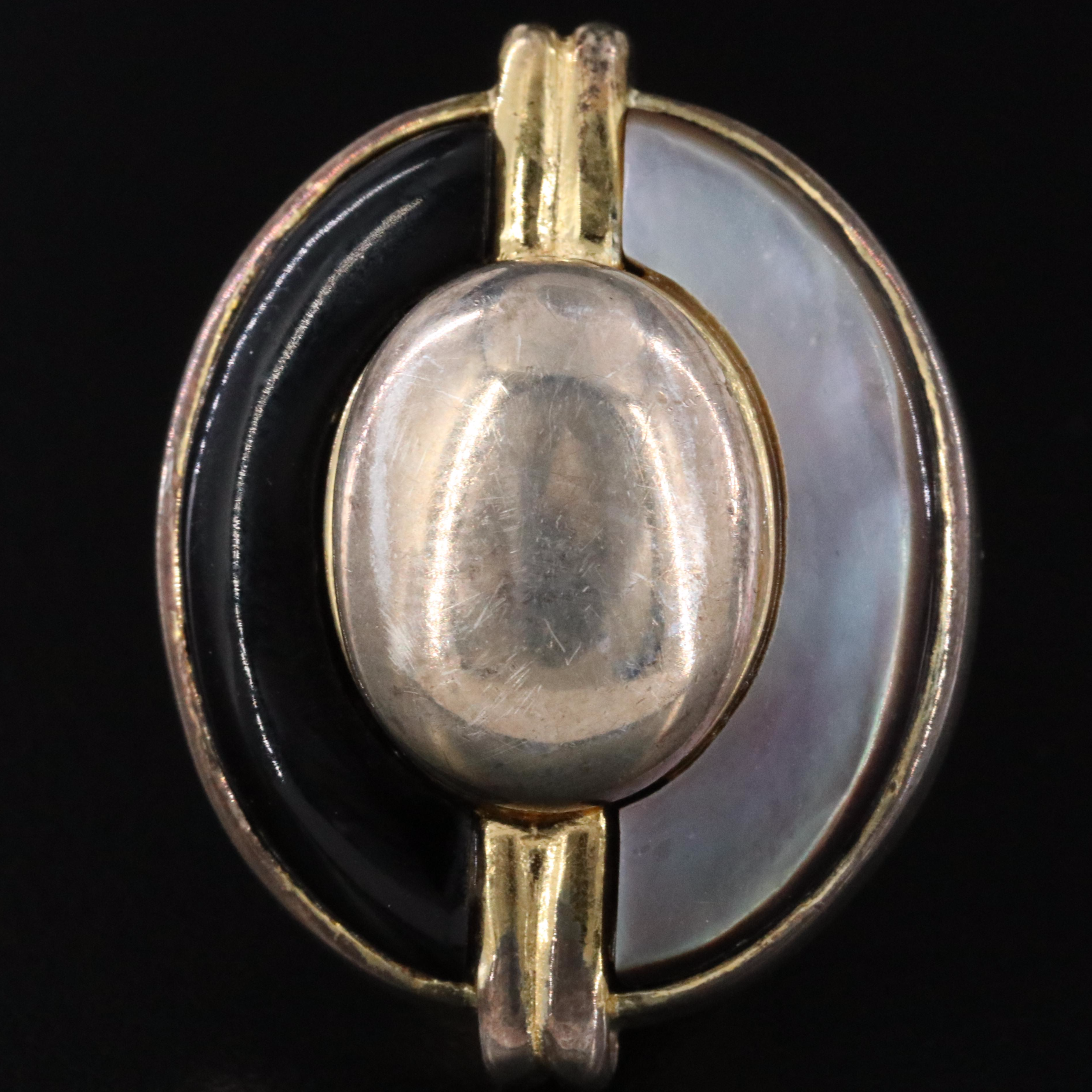 Vintage Kai Yin Lo Sterling Black Onyx and Mother-of-Pearl Earrings