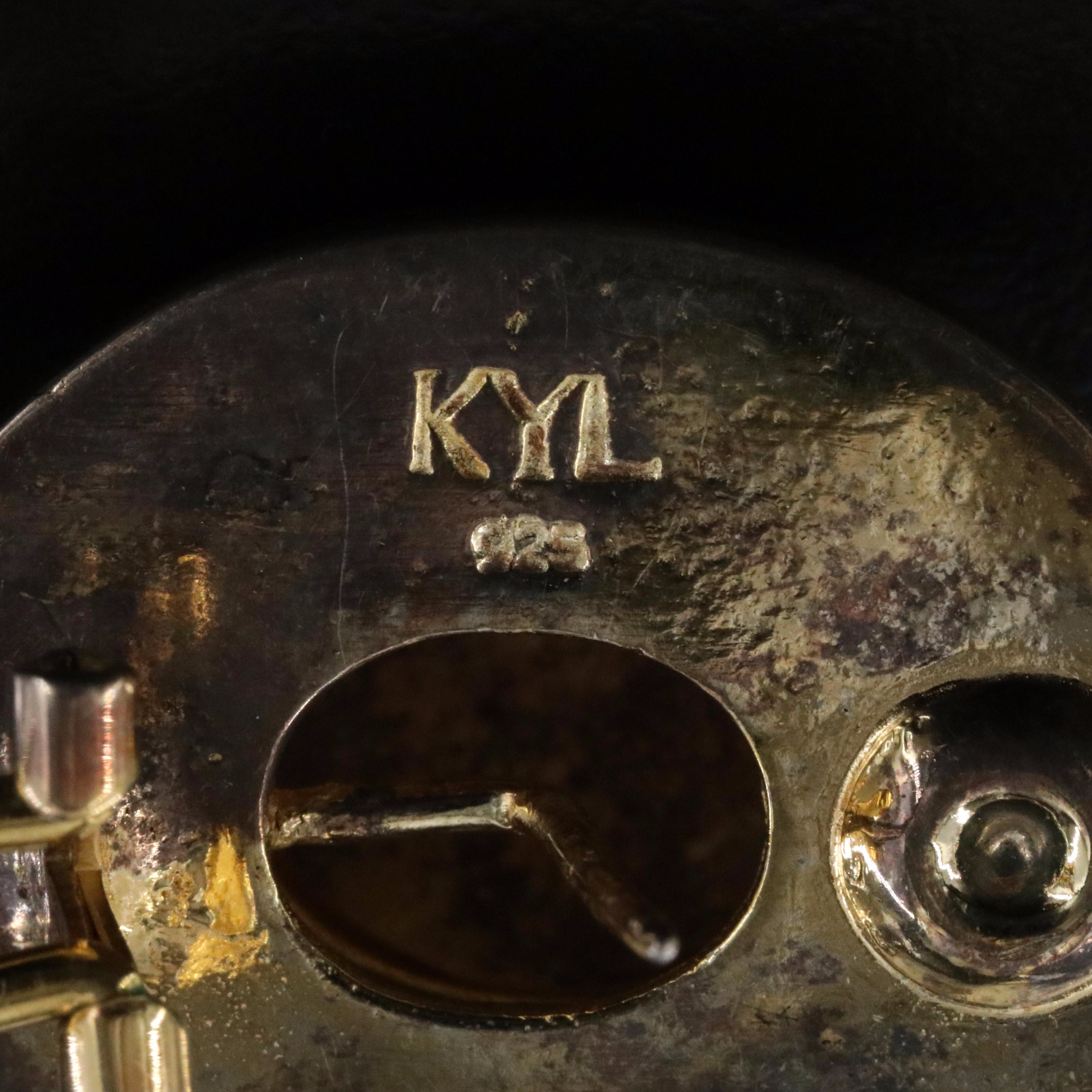 Vintage Kai Yin Lo Sterling Black Onyx and Mother-of-Pearl Earrings