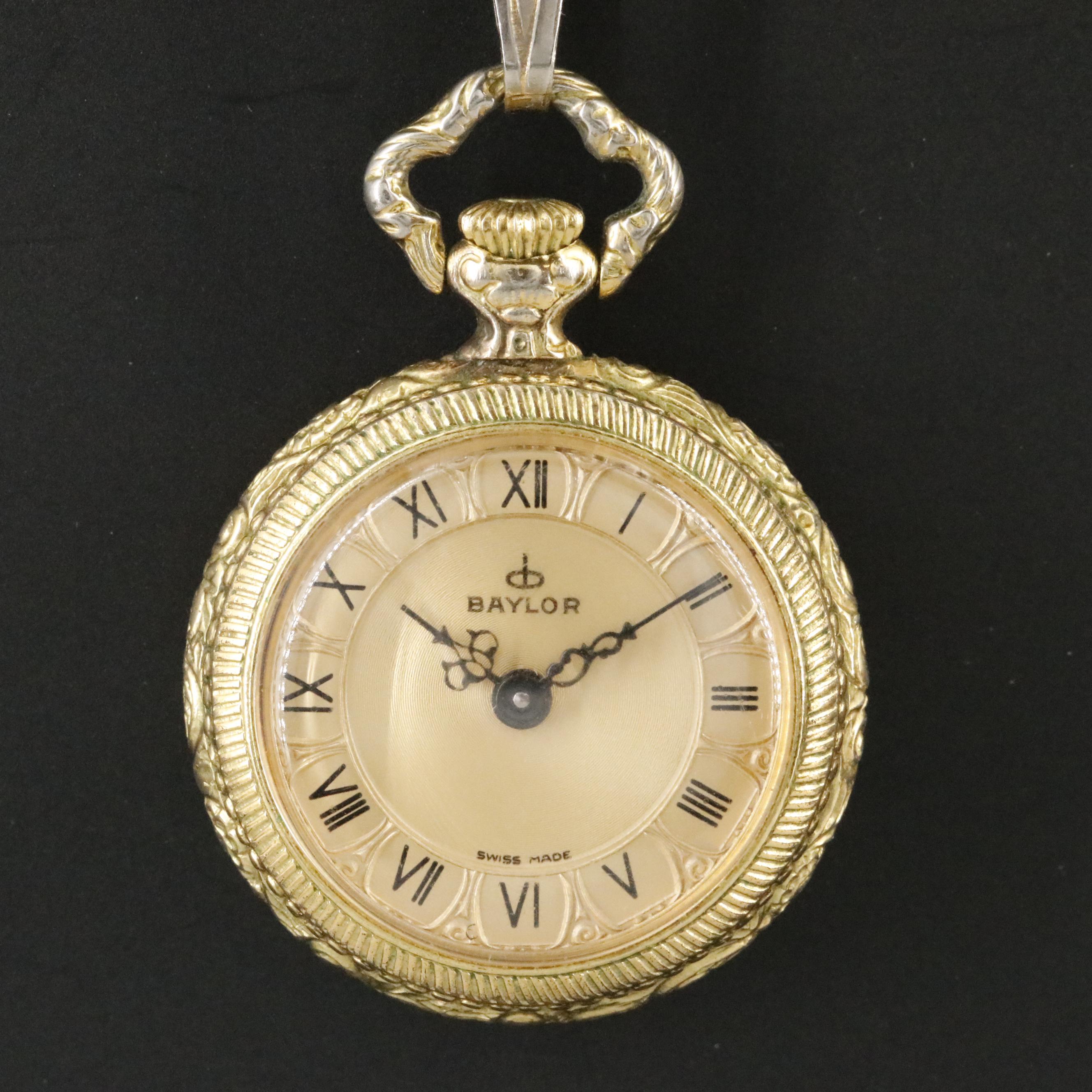 Baylor Watch Co. Ornate Swiss Pendant Watch FHF-69