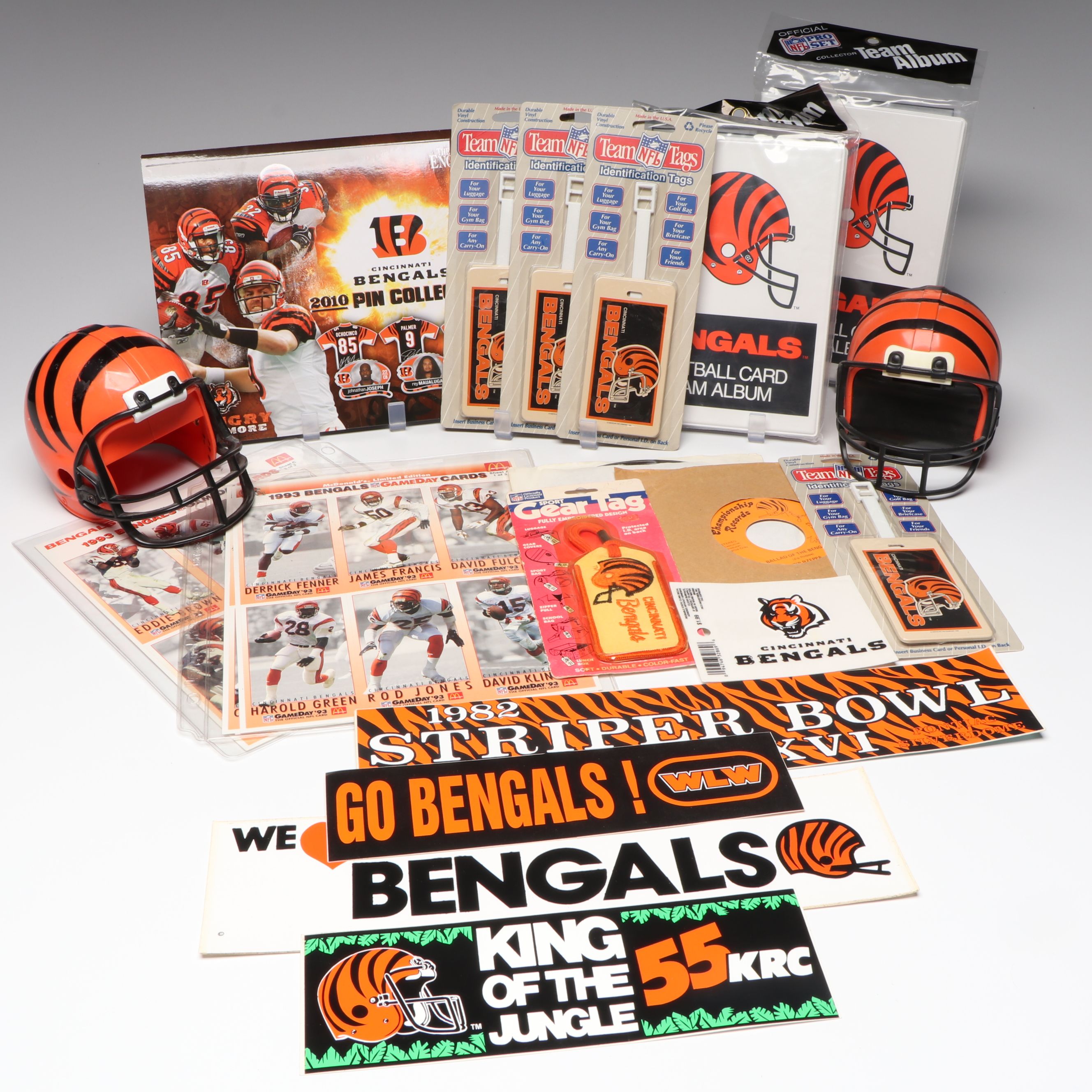Ertl Cincinnati Bengals Bank with Pin Collection, Tags, and More Collectibles