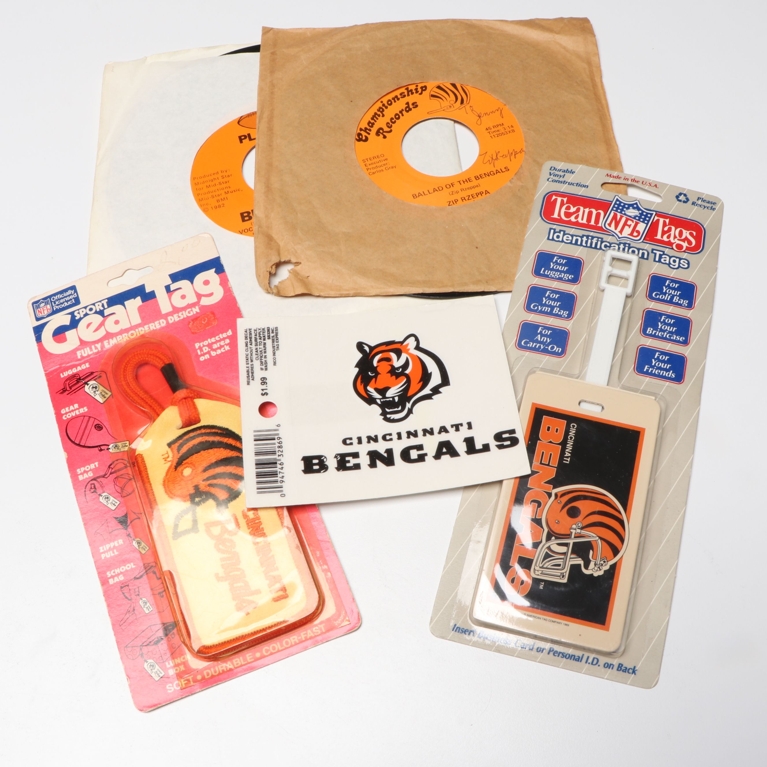 Ertl Cincinnati Bengals Bank with Pin Collection, Tags, and More Collectibles
