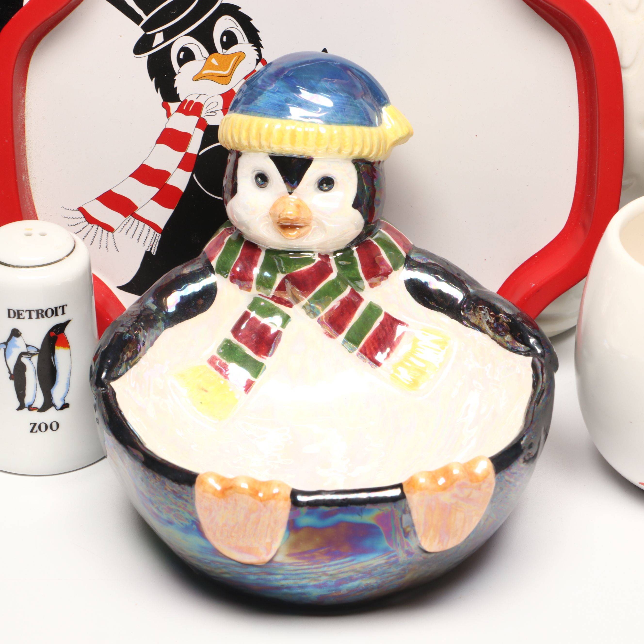 Ceramic Penguin Soap Dish with Cookie Jars and Other Tableware