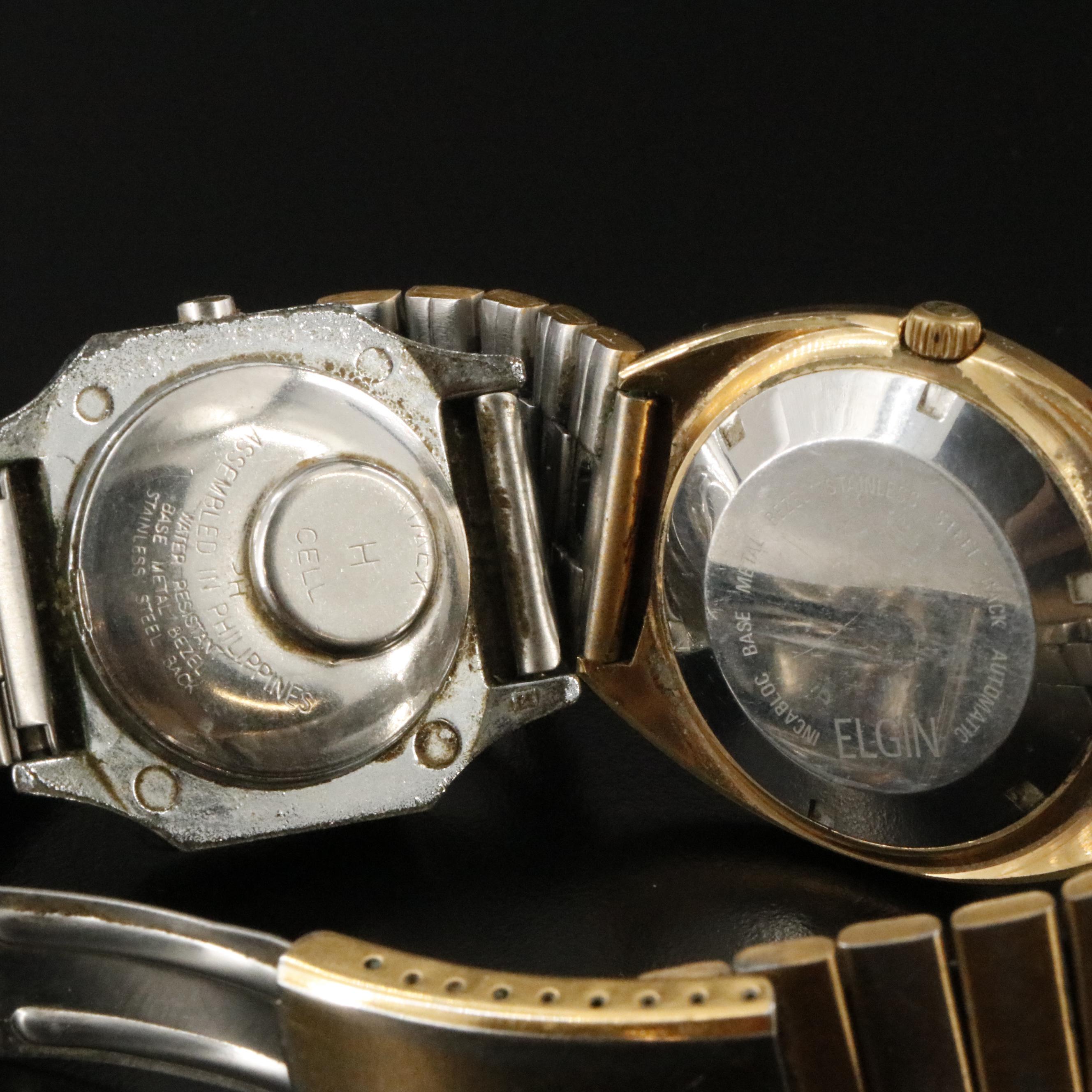 Vintage Elgin Automatic and Timex Digital LCD Watches