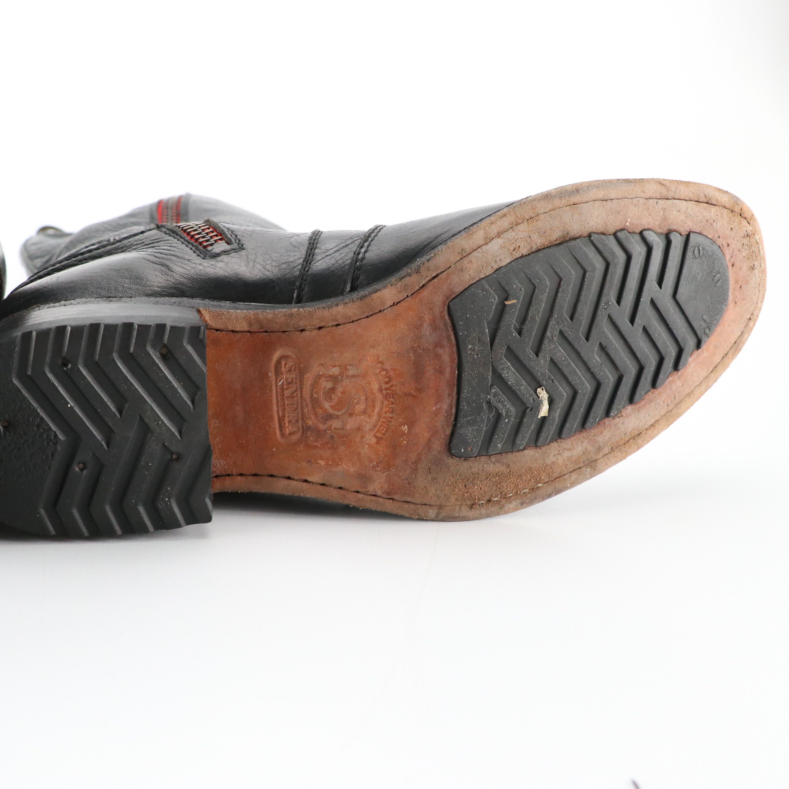 Sendra Knee-High Two-Zipper Boots in Black Leather