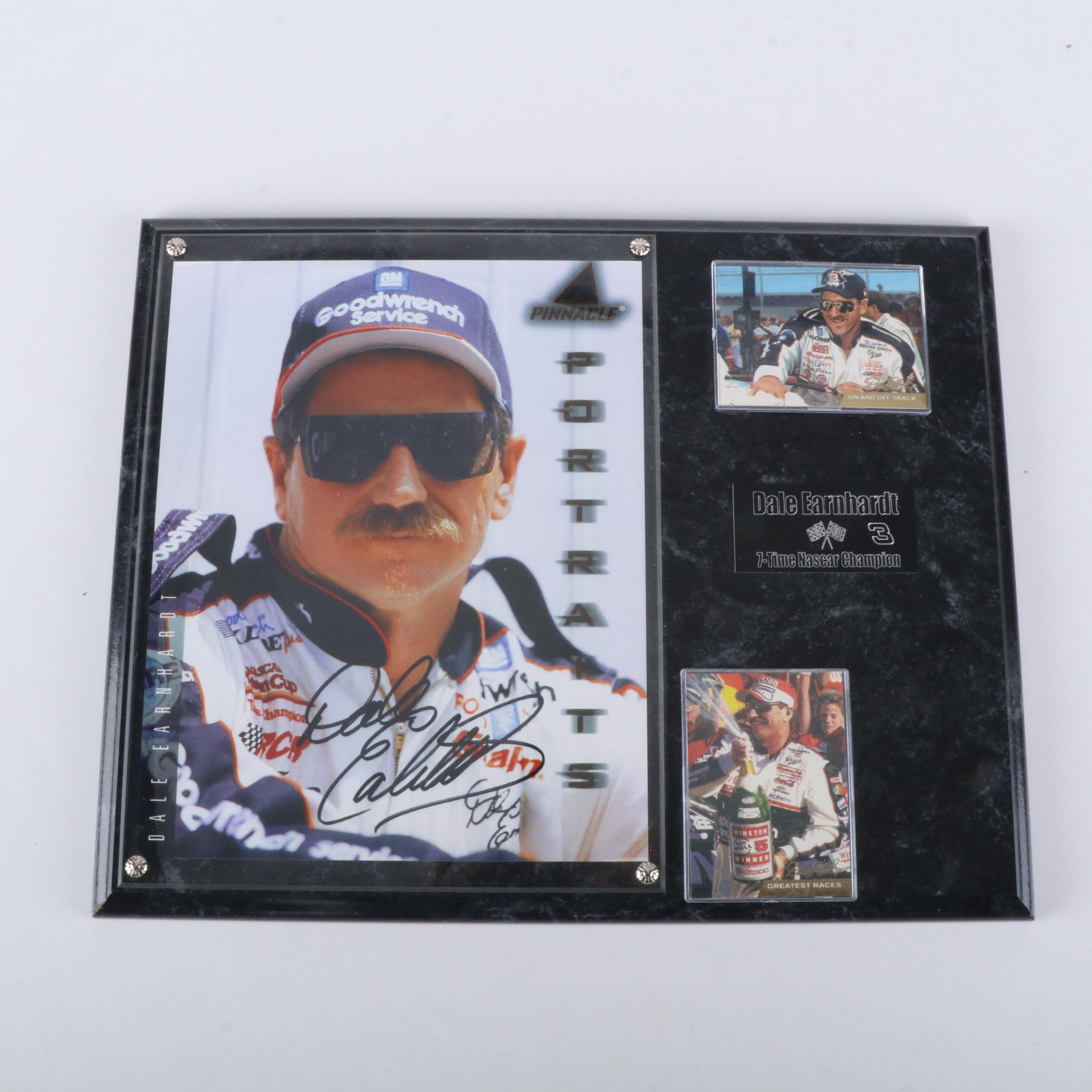 Dale Earnhardt Sr. Signed Pinnacle Portraits NASCAR Card with Display