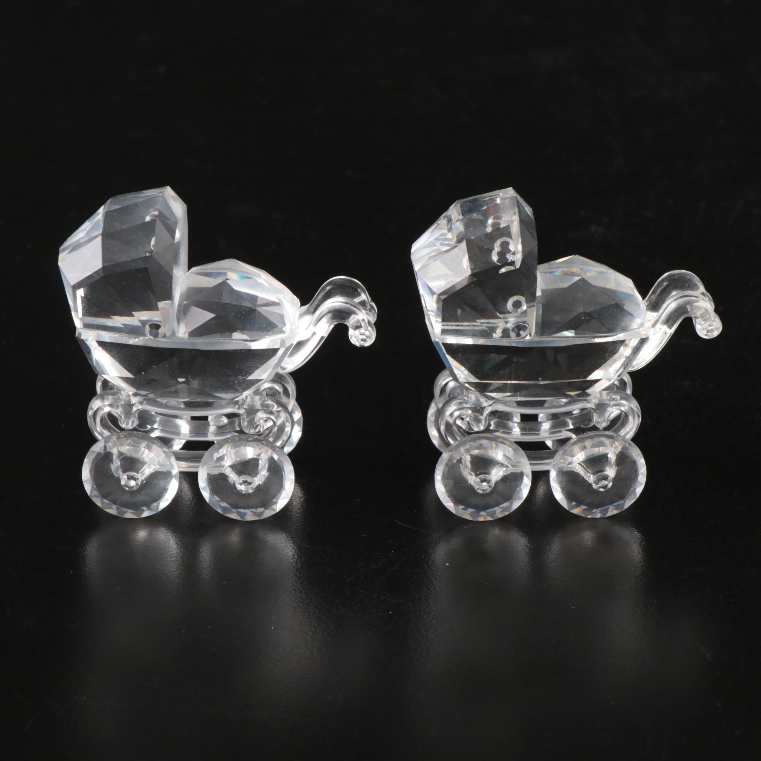 Swarovski Crystal Rocking Horse, Baby Stroller, and Clown Figurines