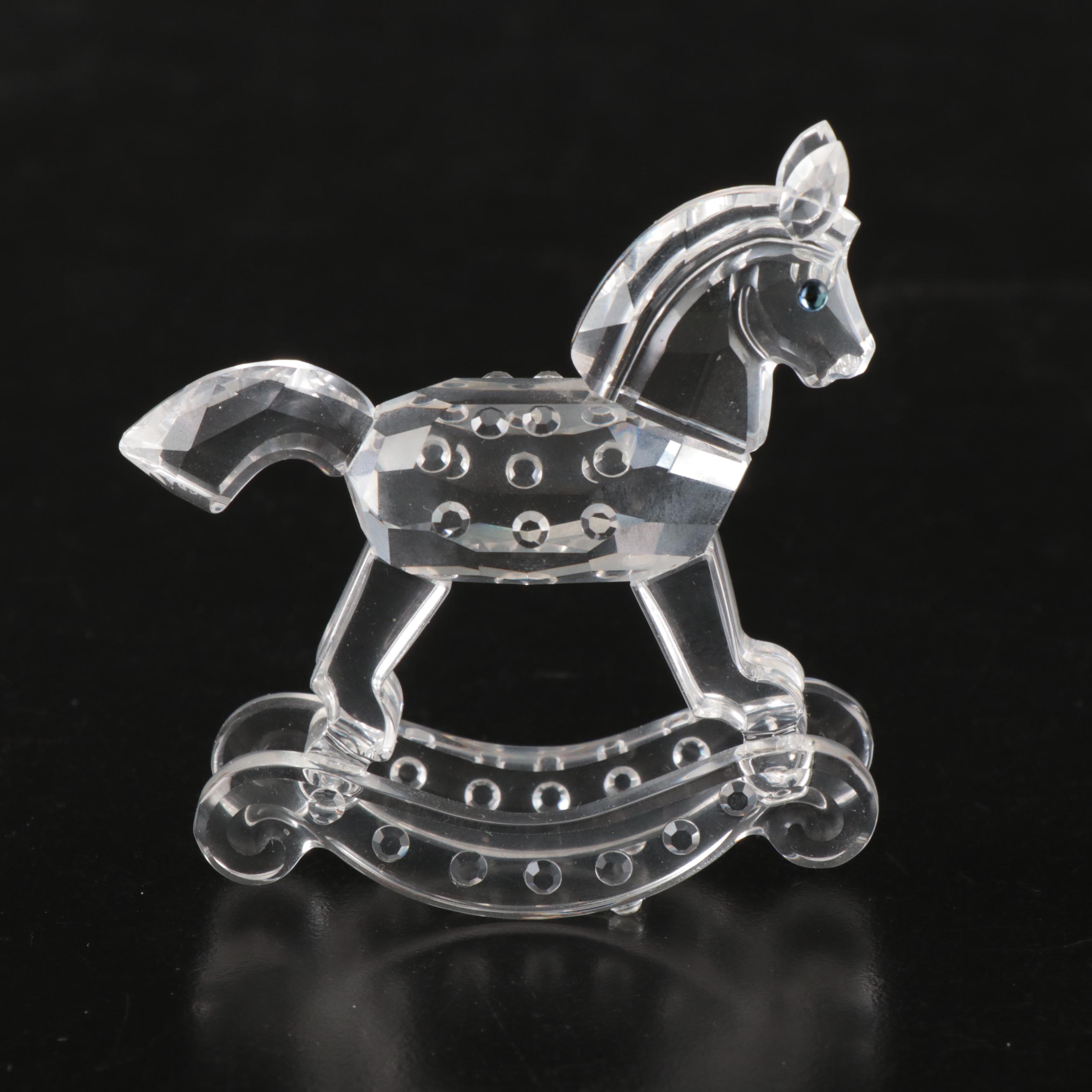 Swarovski Crystal Rocking Horse, Baby Stroller, and Clown Figurines