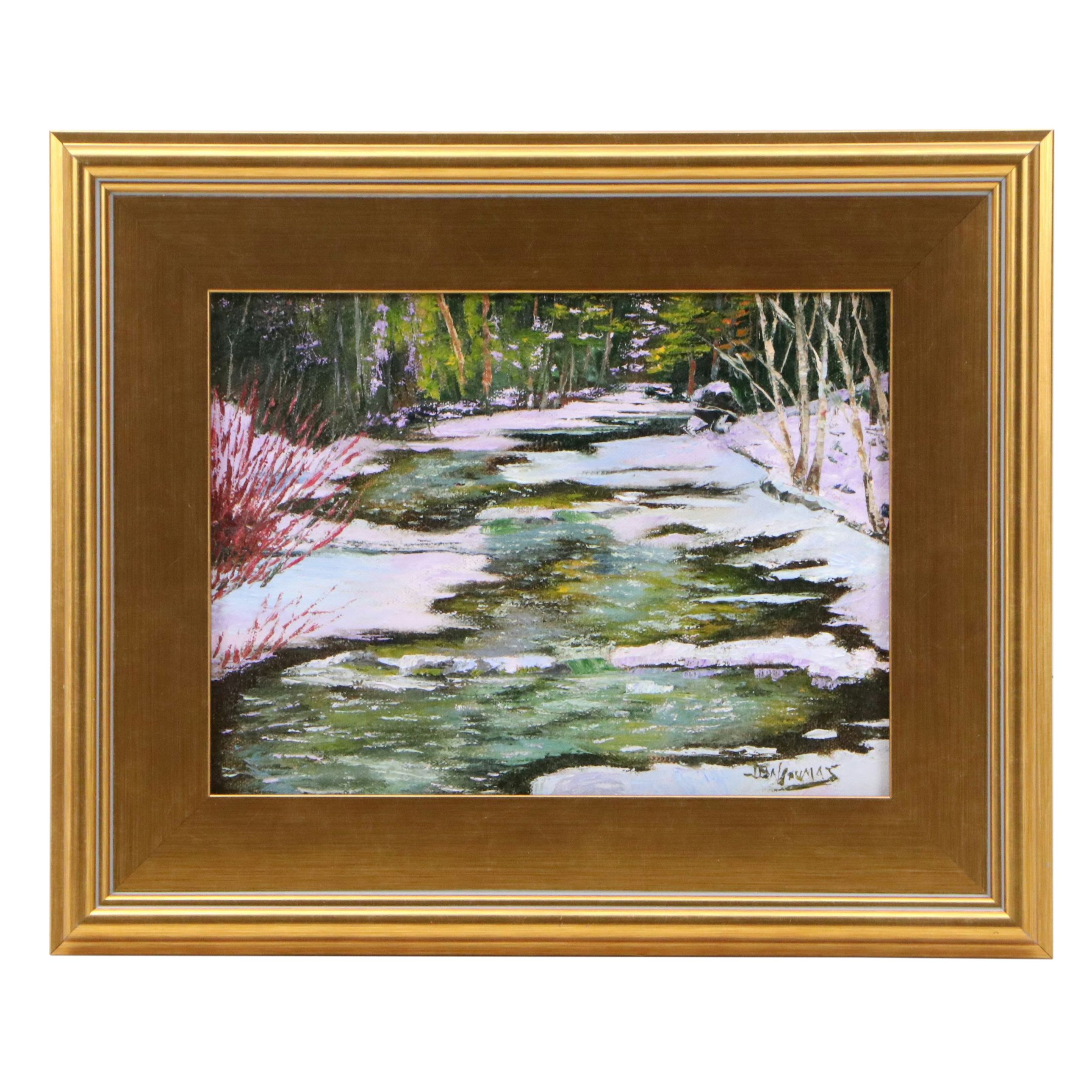 James Baldoumas Oil Painting "Winter Stream," 2025