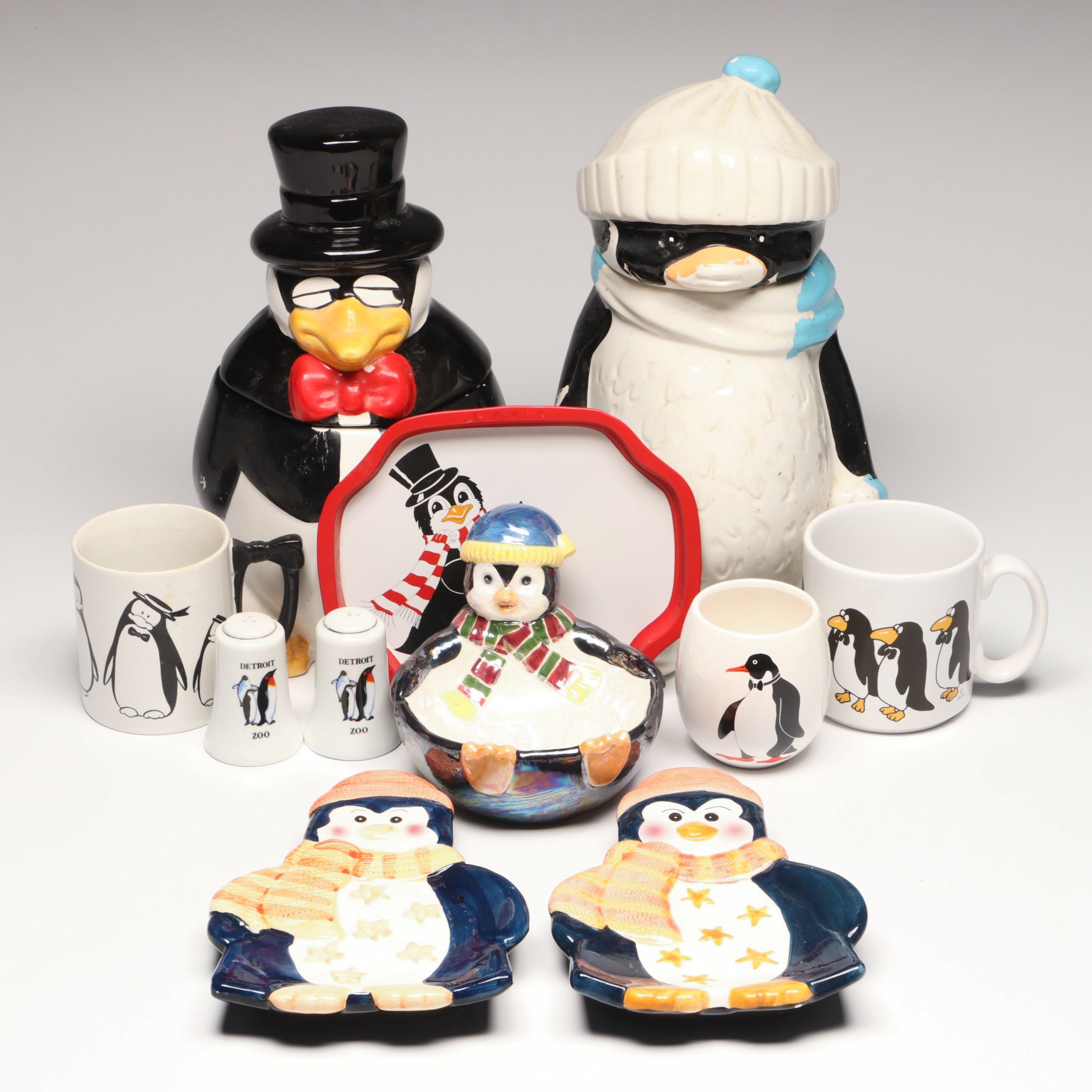 Ceramic Penguin Soap Dish with Cookie Jars and Other Tableware
