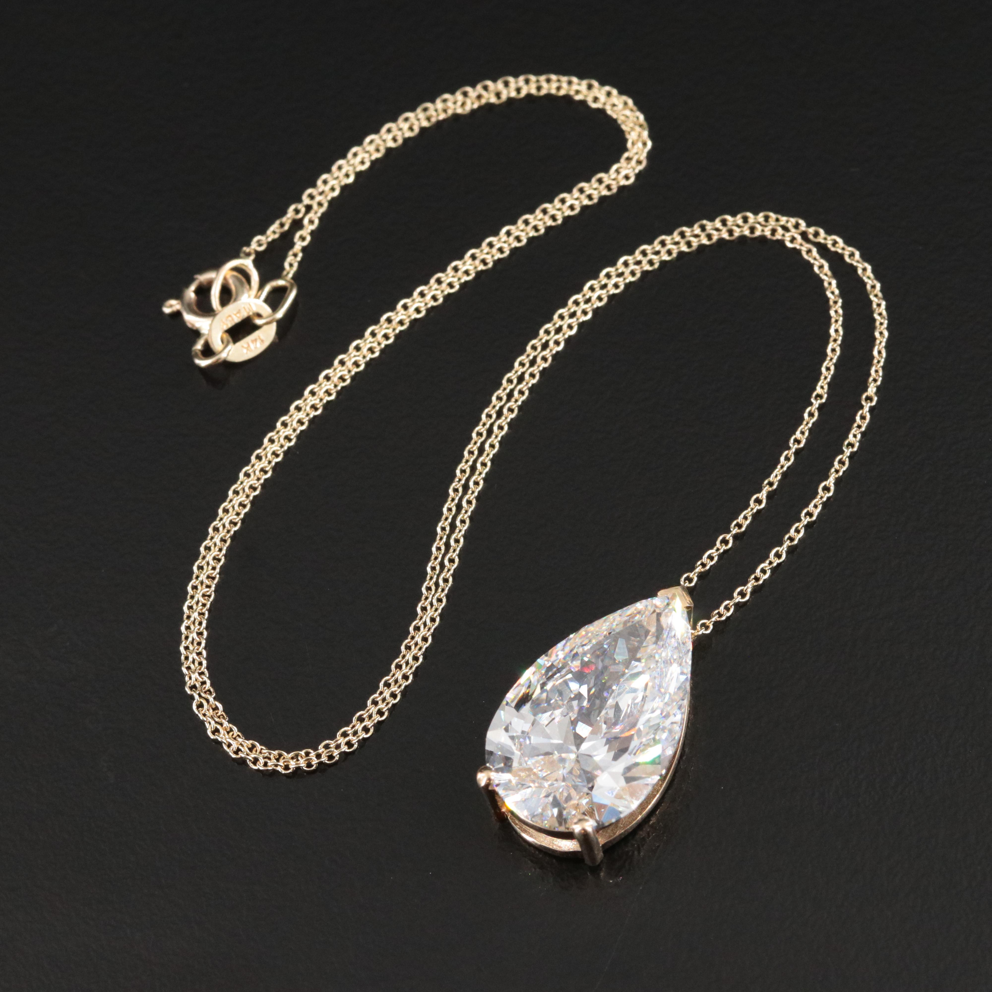 14K 10.00 CT Lab Grown Diamond Solitaire Pendant Necklace with IGI Report