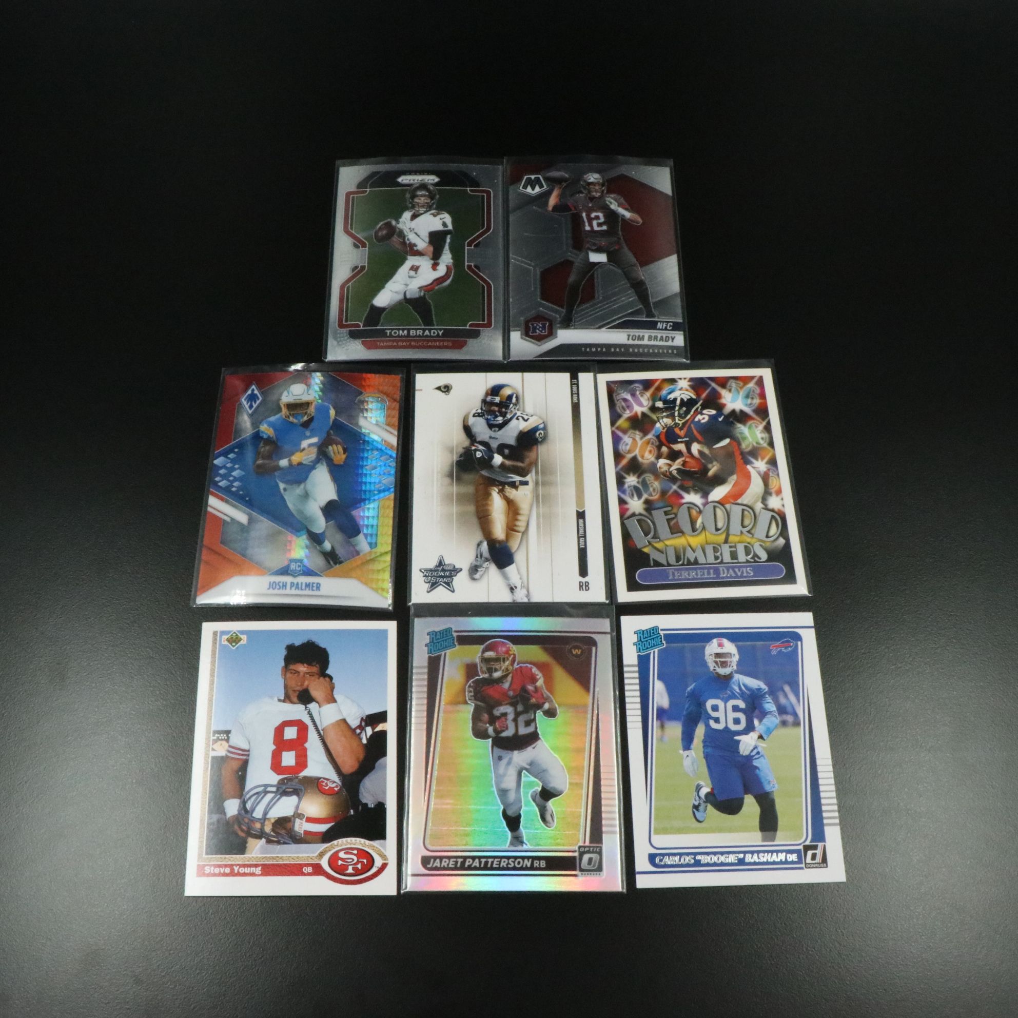 Mosaic with Other Football Cards Featuring Tom Brady, Terrell Davis, and More