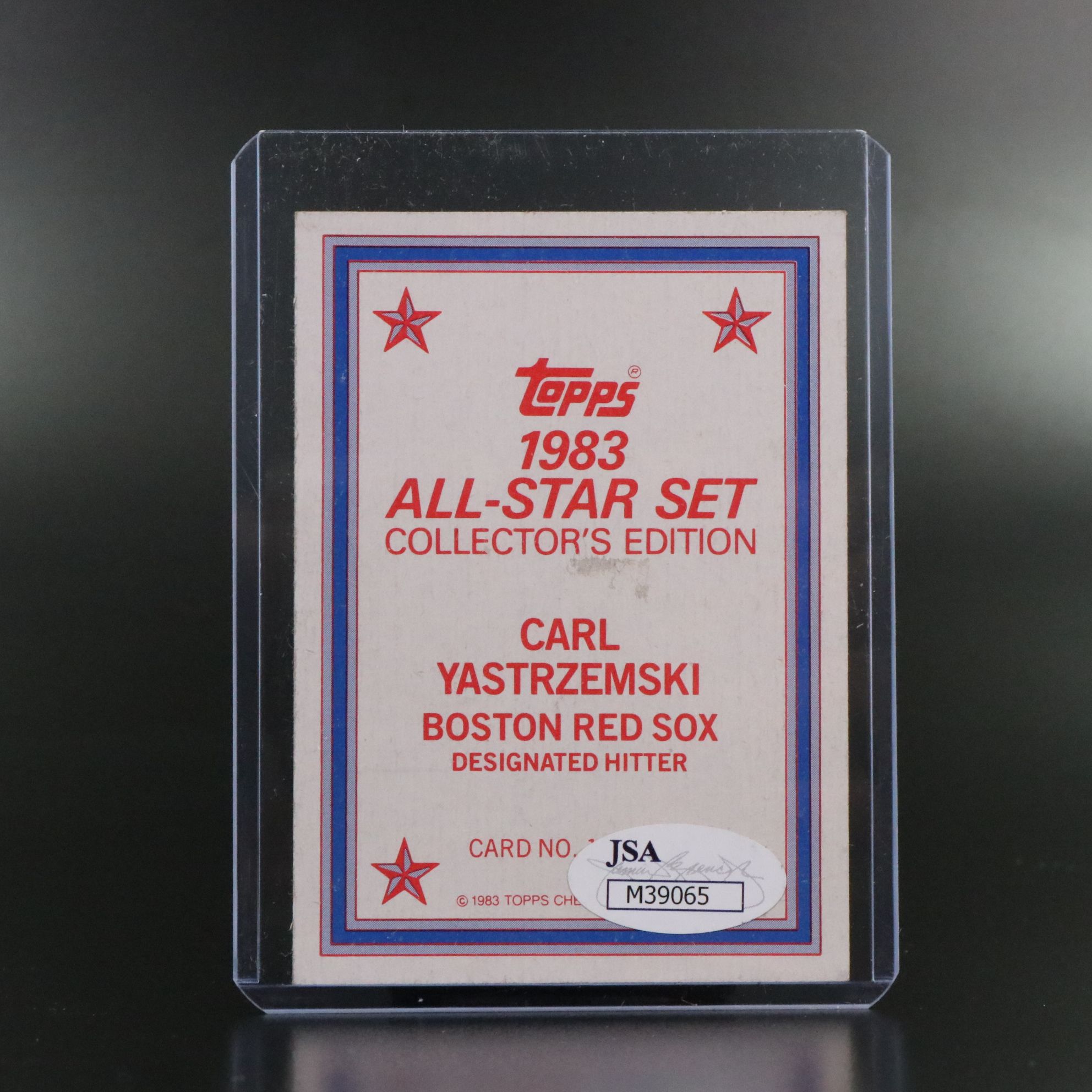 Carl Yastrzemski Signed 1983 Topps All-Star Boston Red Sox Baseball Card, JSA