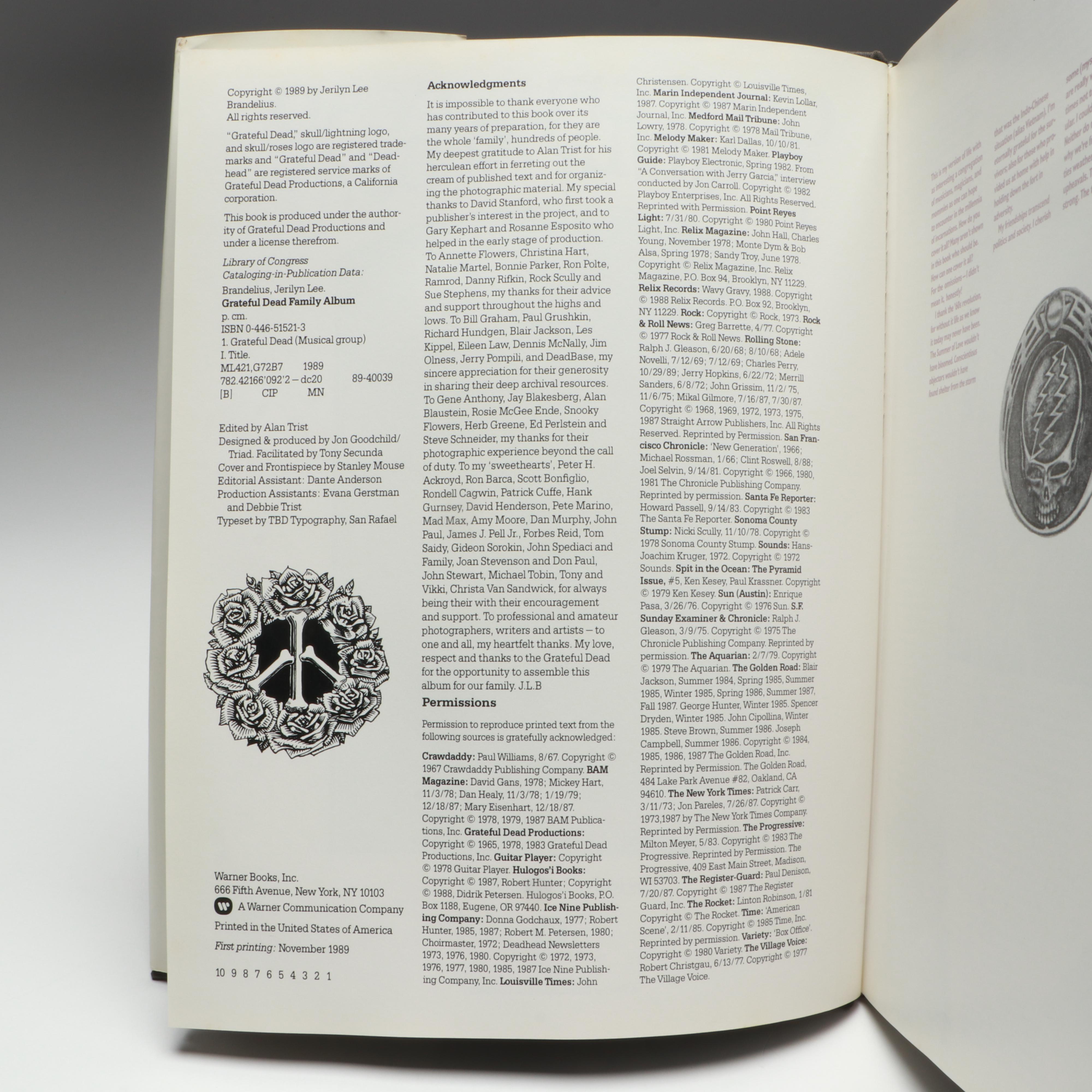 Signed First Printing "Grateful Dead Family Album" by Jerilyn Lee Brandelius