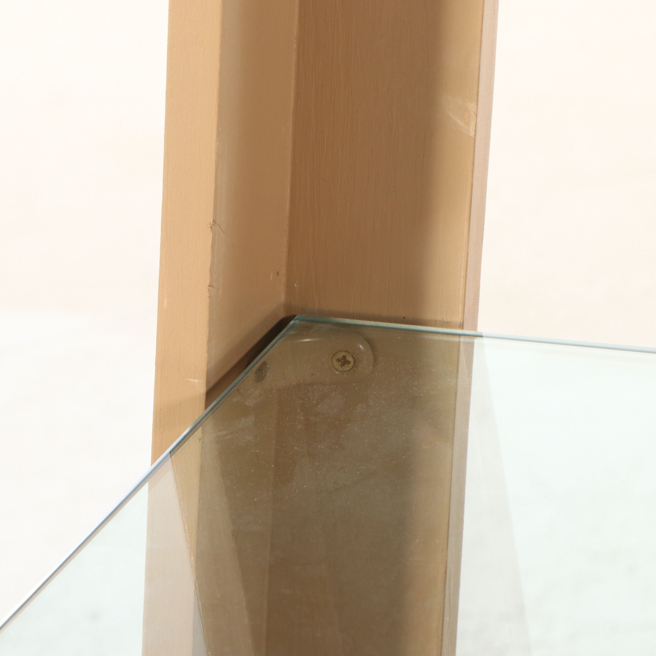 Postmodern Style Blonde Wood Illuminated Open Front Display Cabinet