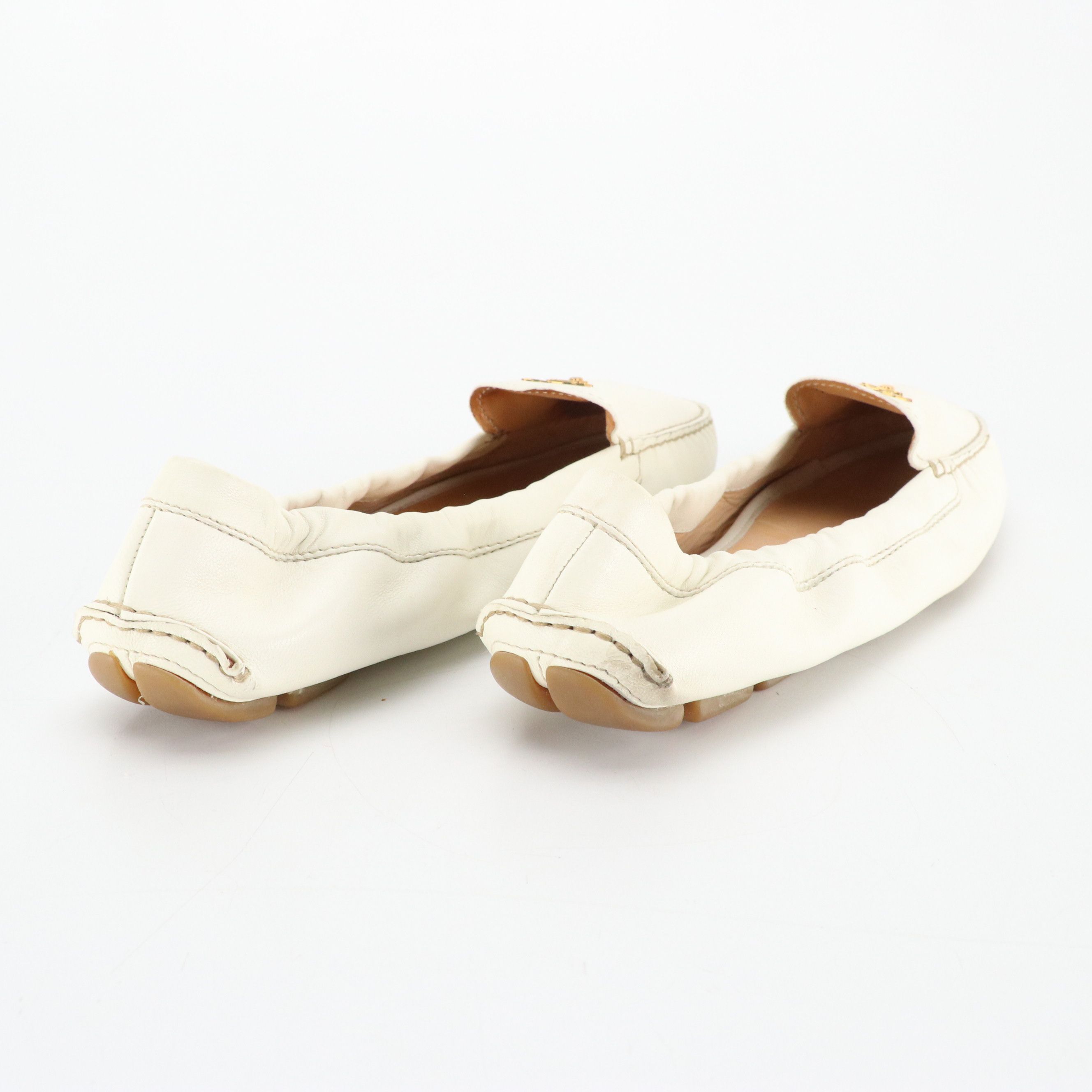 Prada Slip-On Loafers in White Leather