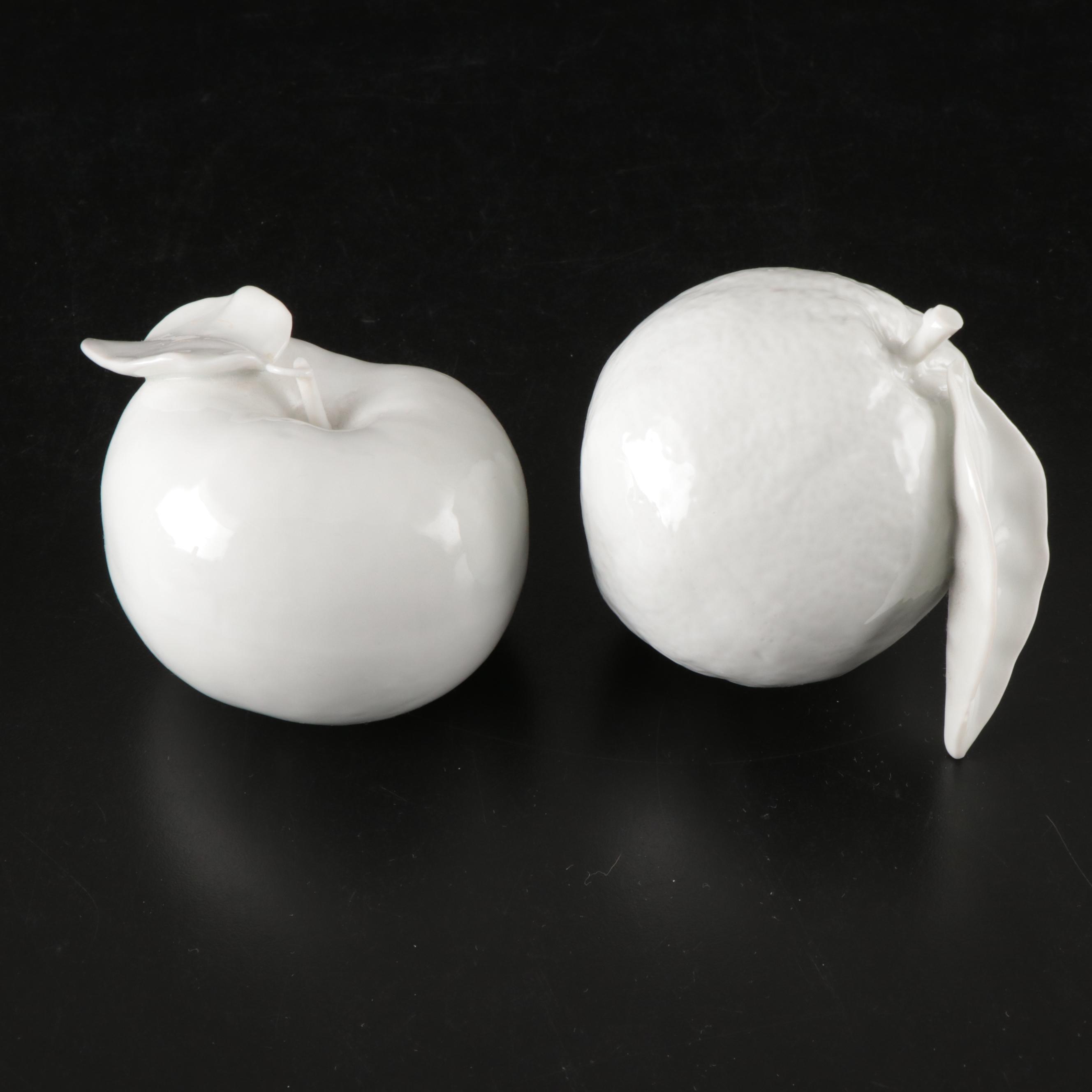 Goodfriend Ceramic White Glaze Basket with Faux Fruit