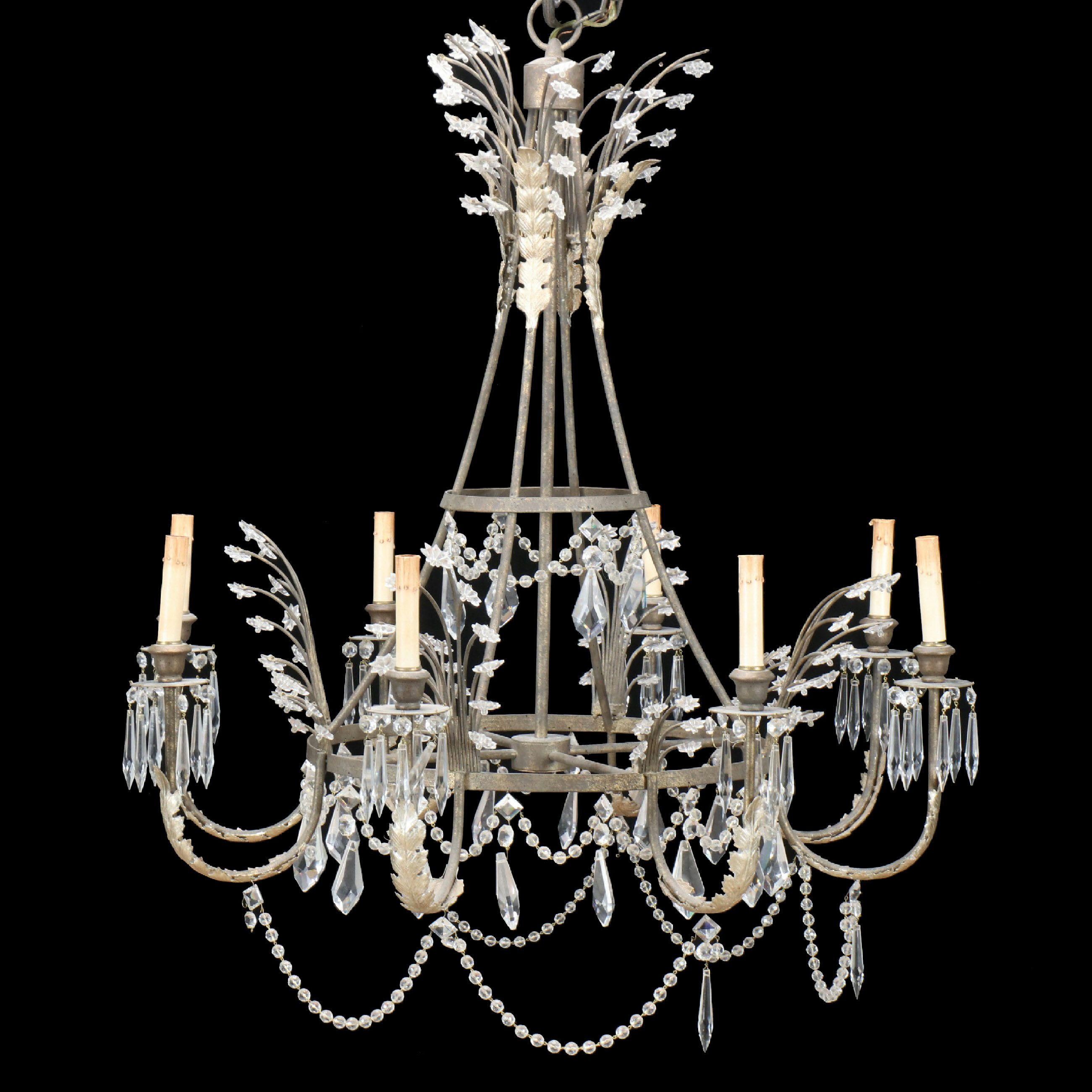 Niermann Weeks "Swedish" for Currey & Co. Cascading Glass Eight-Arm Chandelier