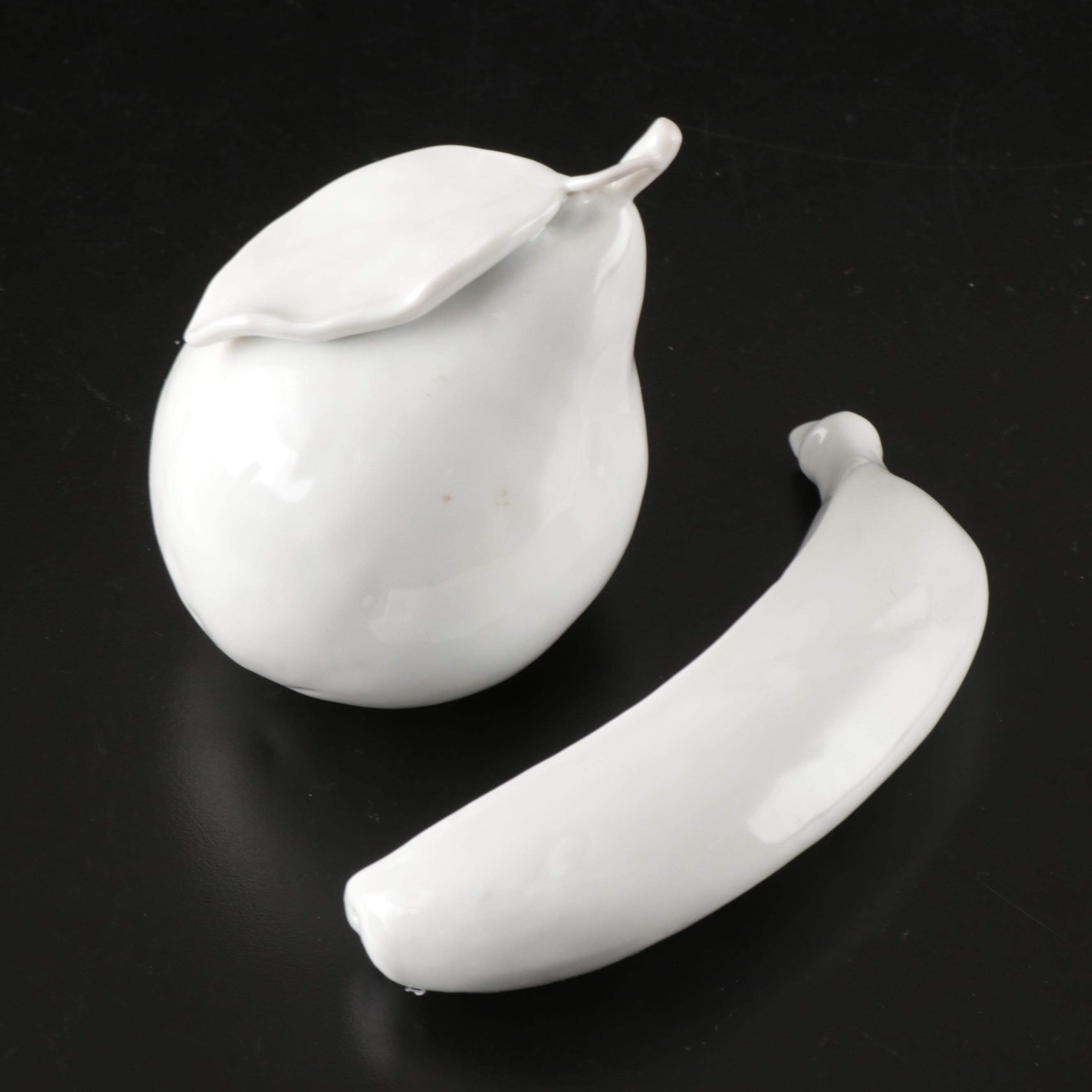 Goodfriend Ceramic White Glaze Basket with Faux Fruit