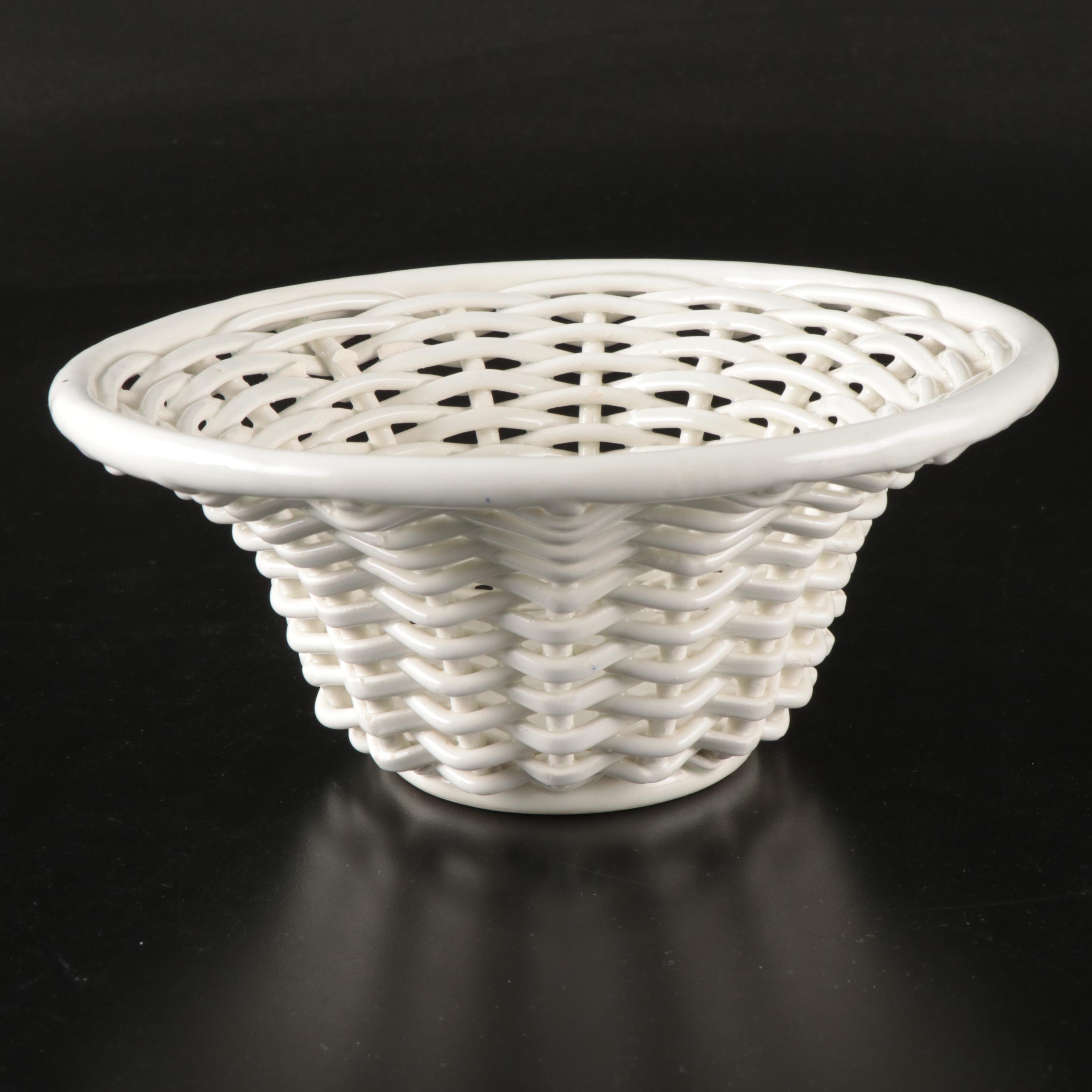 Goodfriend Ceramic White Glaze Basket with Faux Fruit