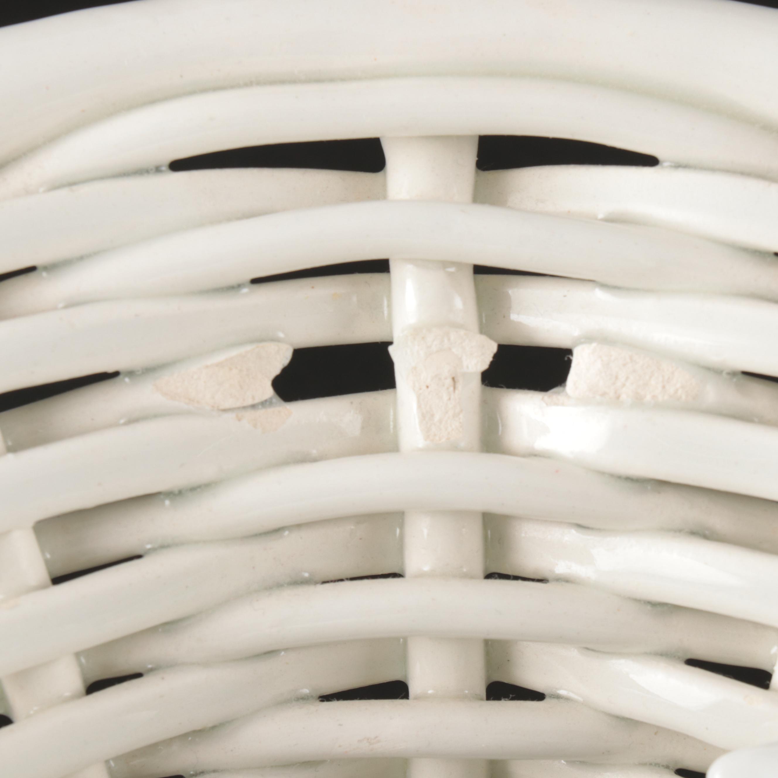 Goodfriend Ceramic White Glaze Basket with Faux Fruit