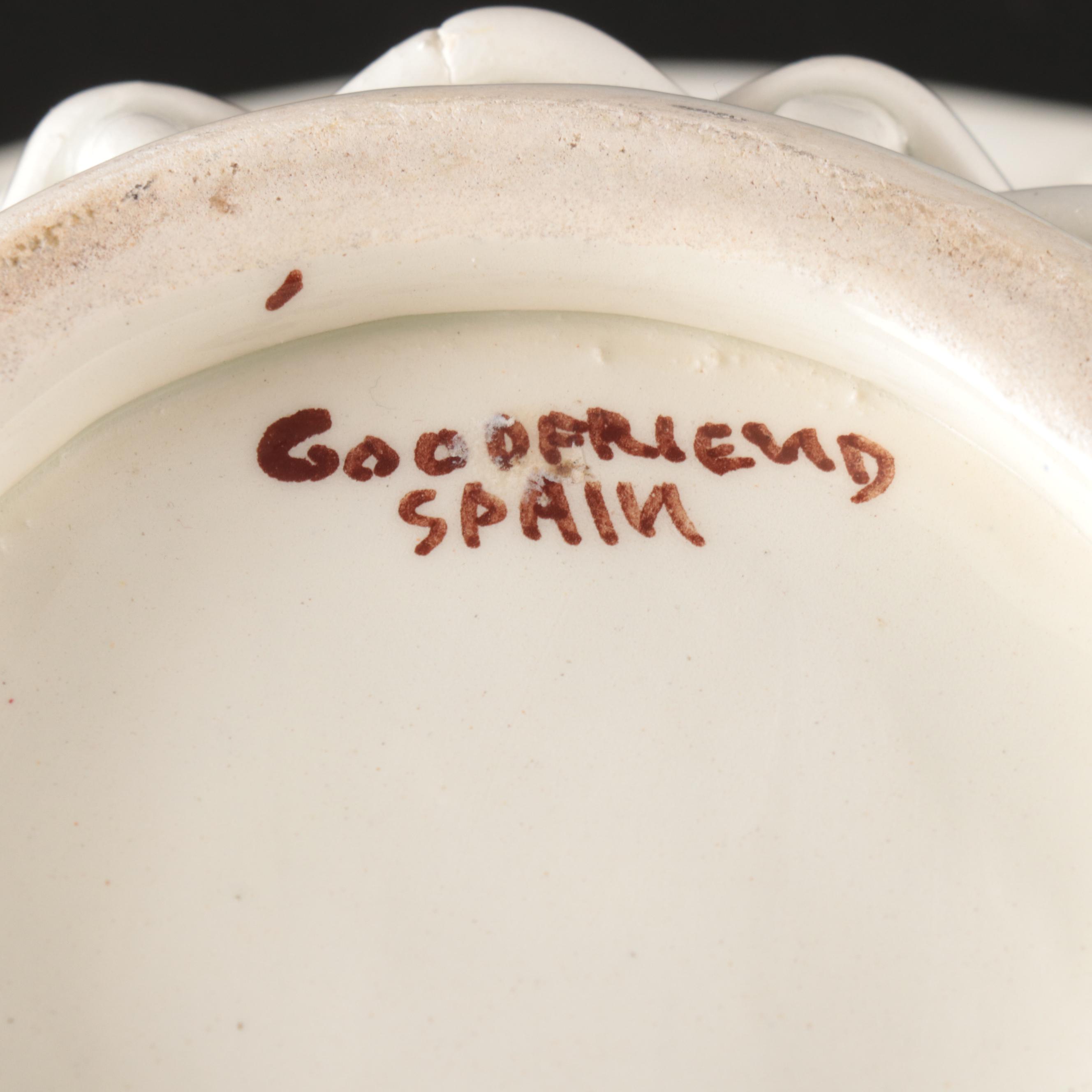 Goodfriend Ceramic White Glaze Basket with Faux Fruit