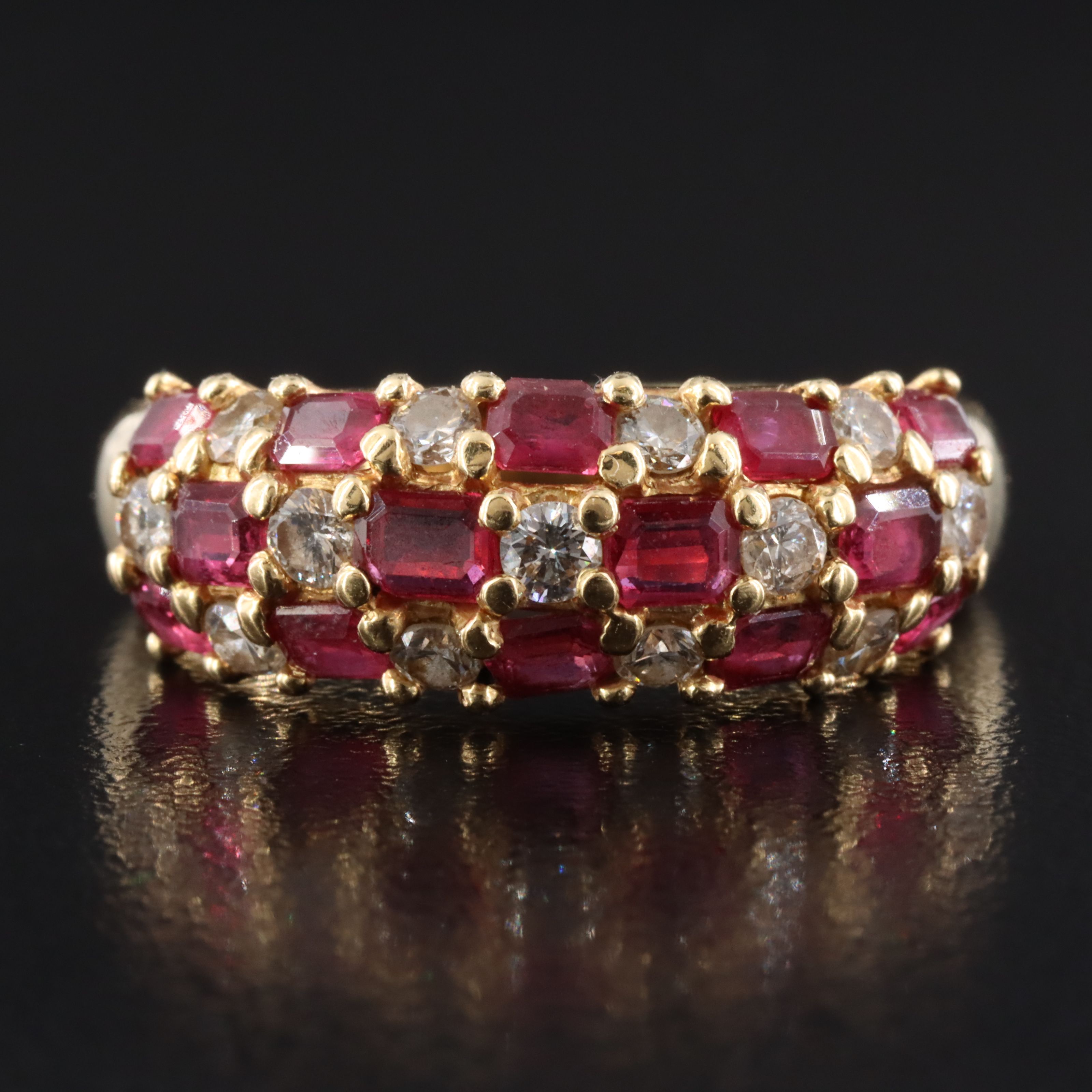 18K Ruby and Diamond Dome Ring