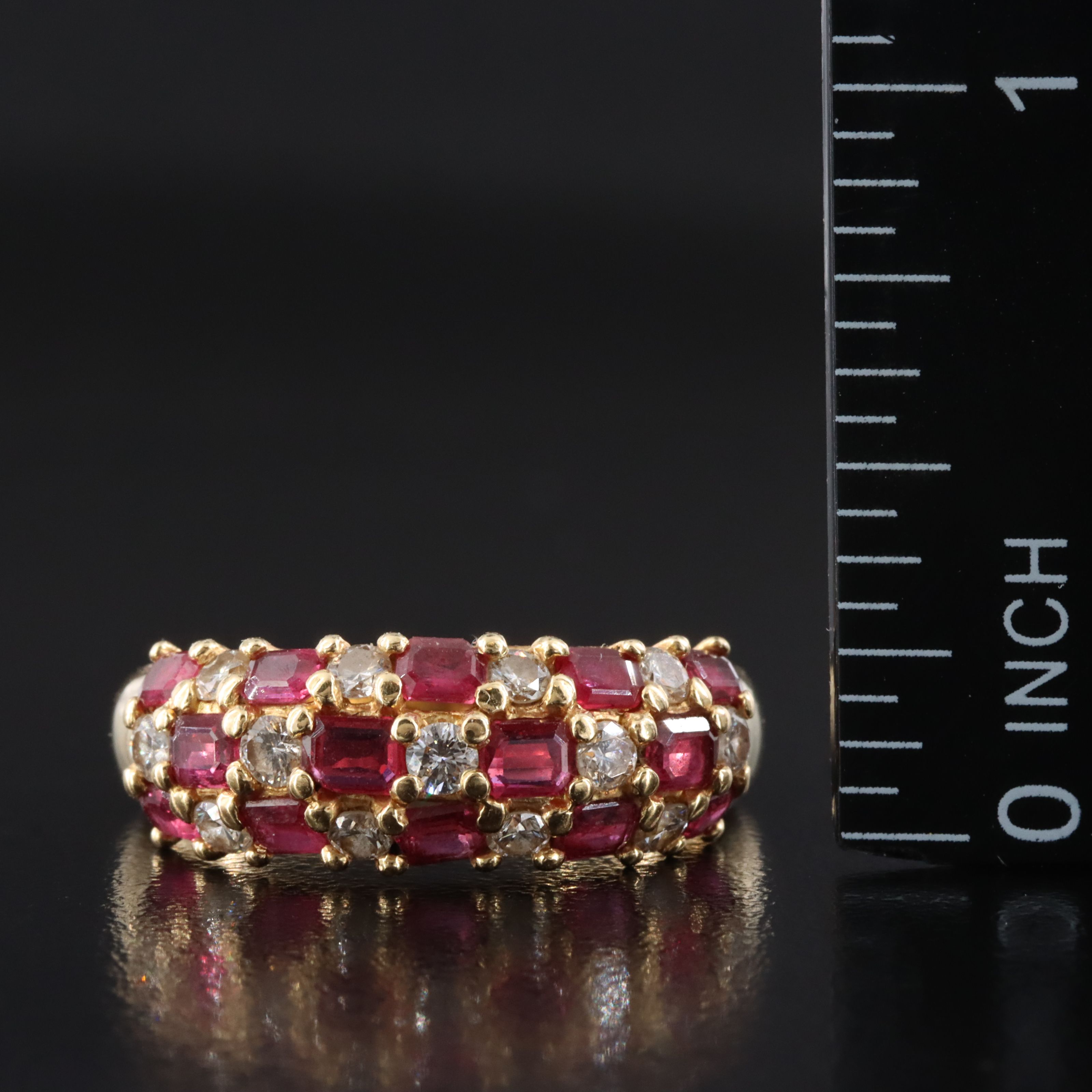 18K Ruby and Diamond Dome Ring