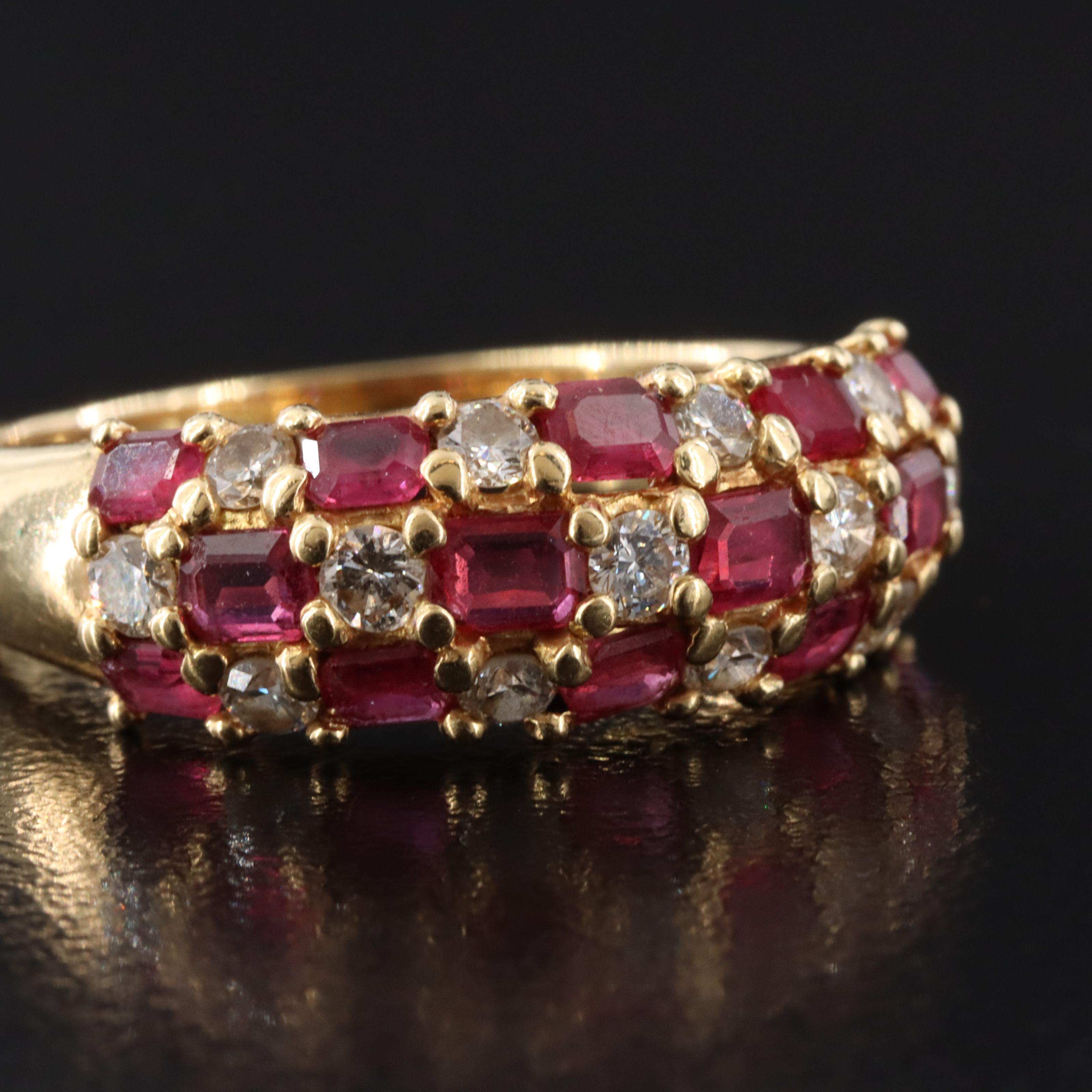 18K Ruby and Diamond Dome Ring