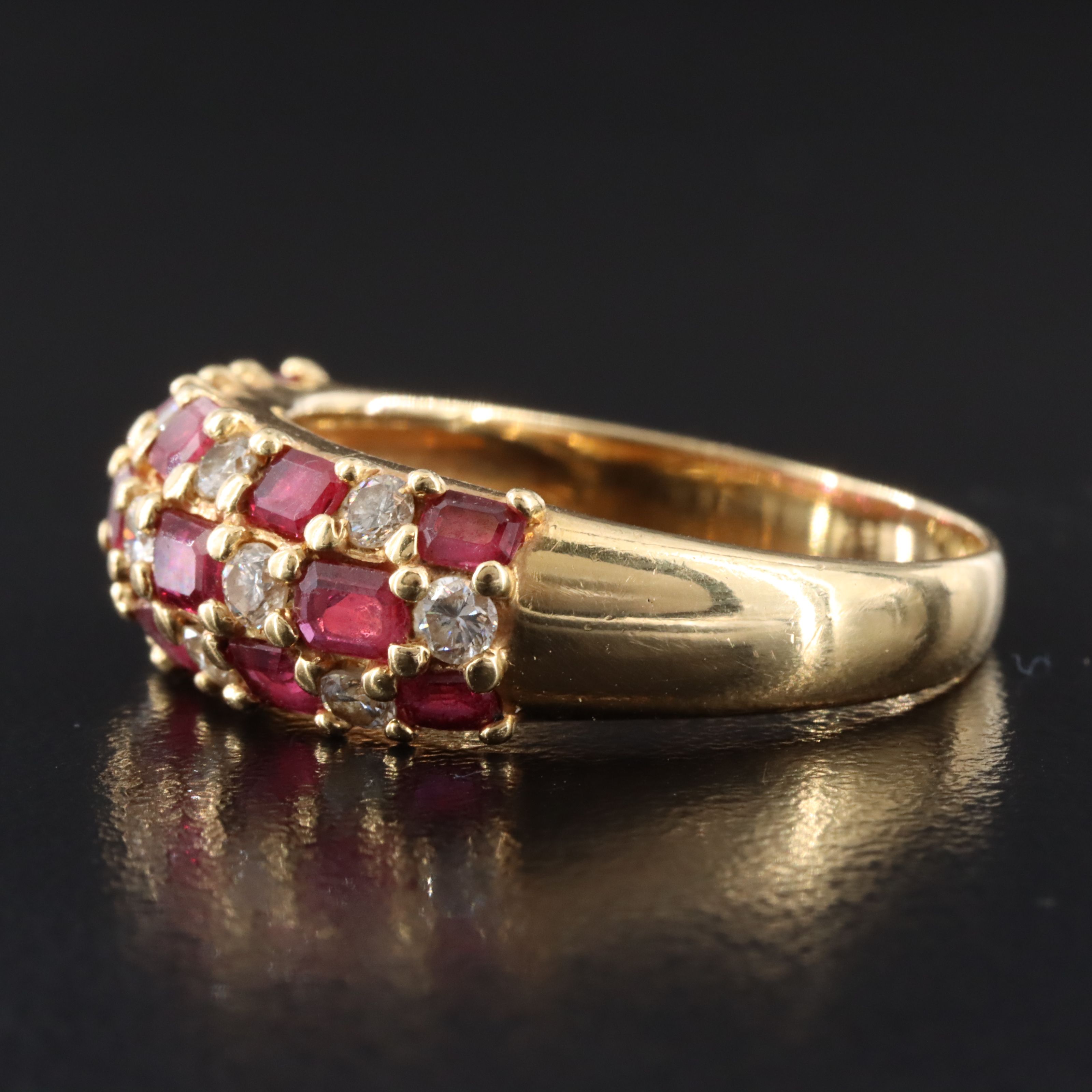18K Ruby and Diamond Dome Ring