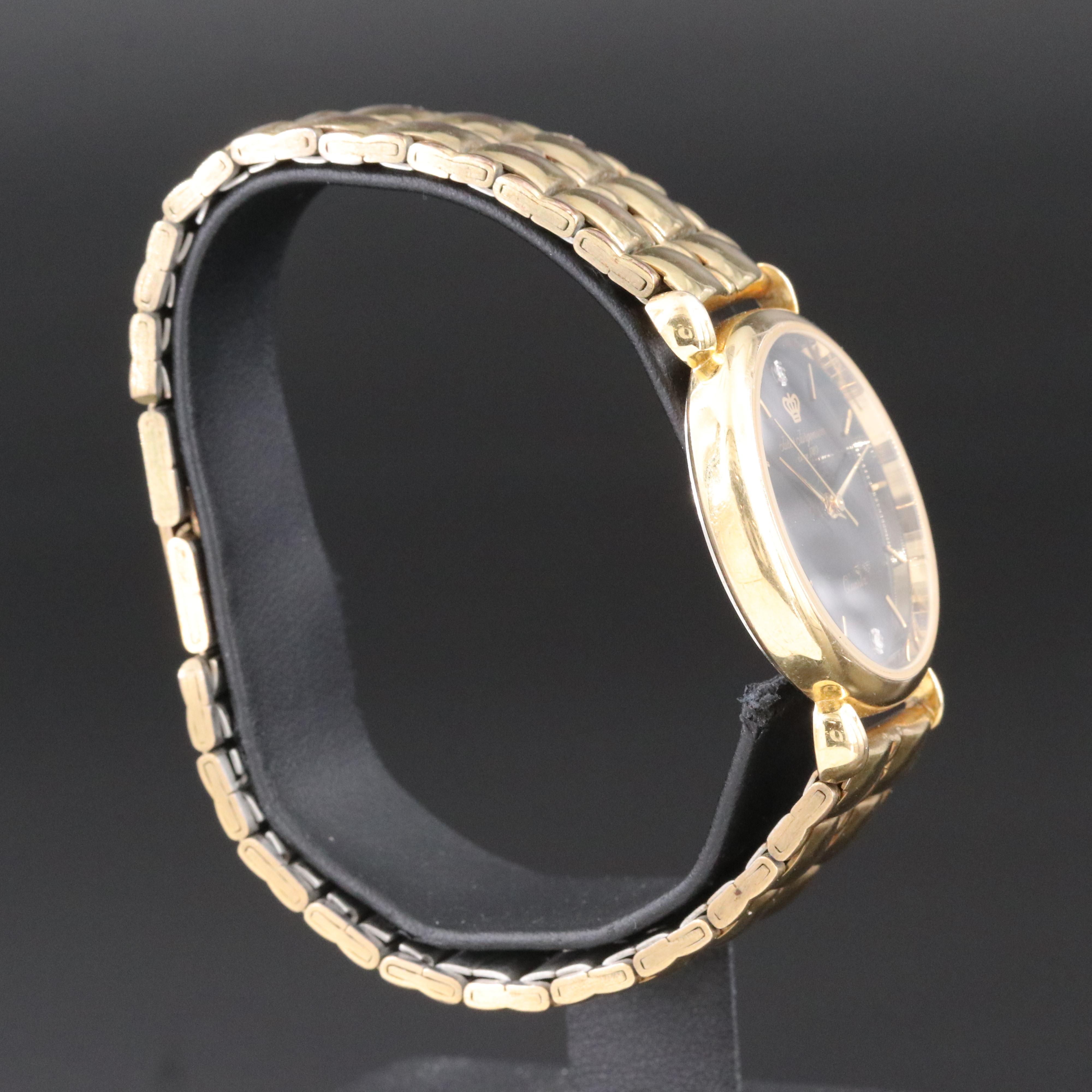 Jules Jurgensen Diamond Accented Black Dial Quartz Watch #6695