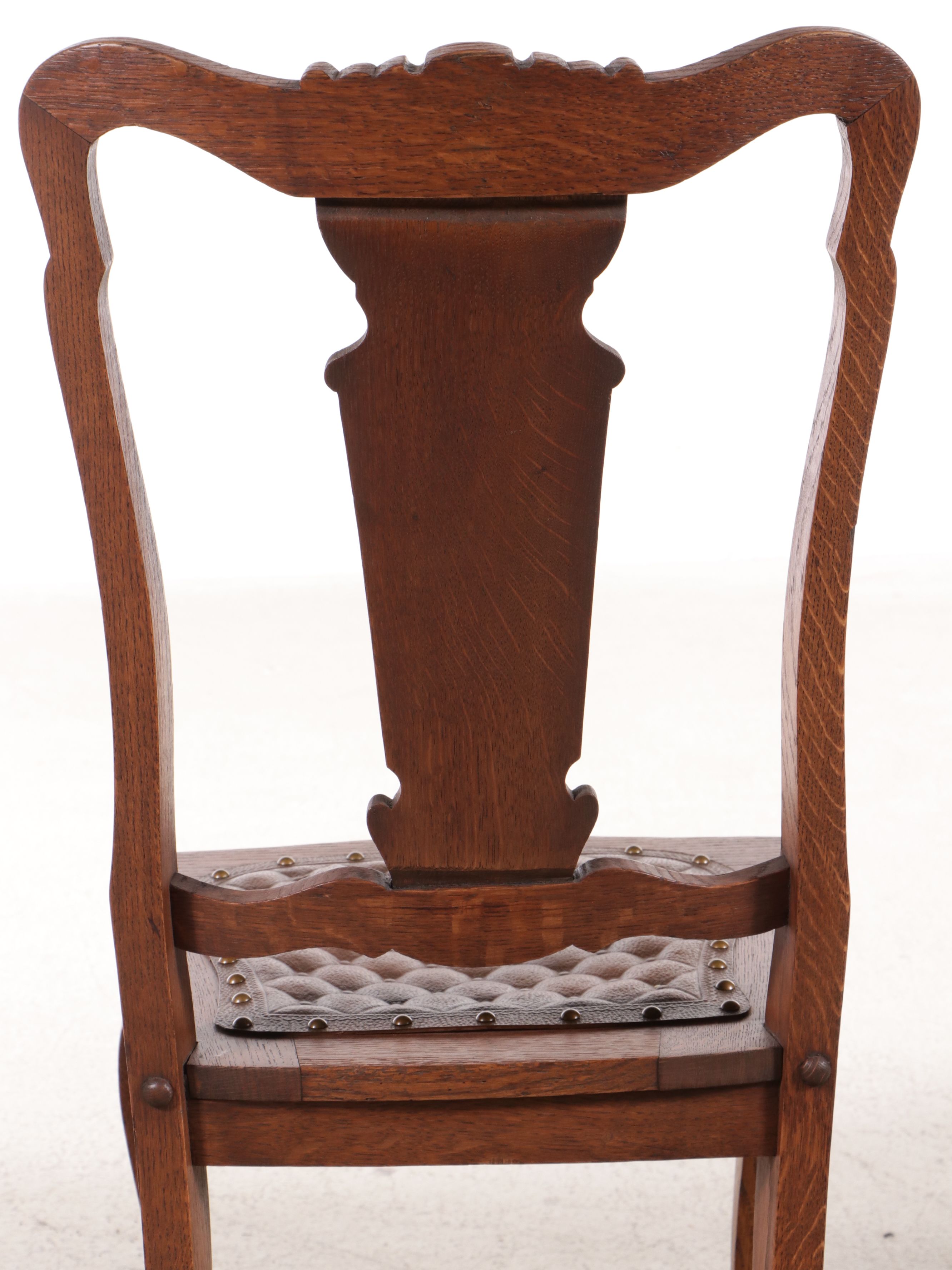 Late Victorian Style Chippendale Style Pressed Oak Dining Chairs, Early 20th C.