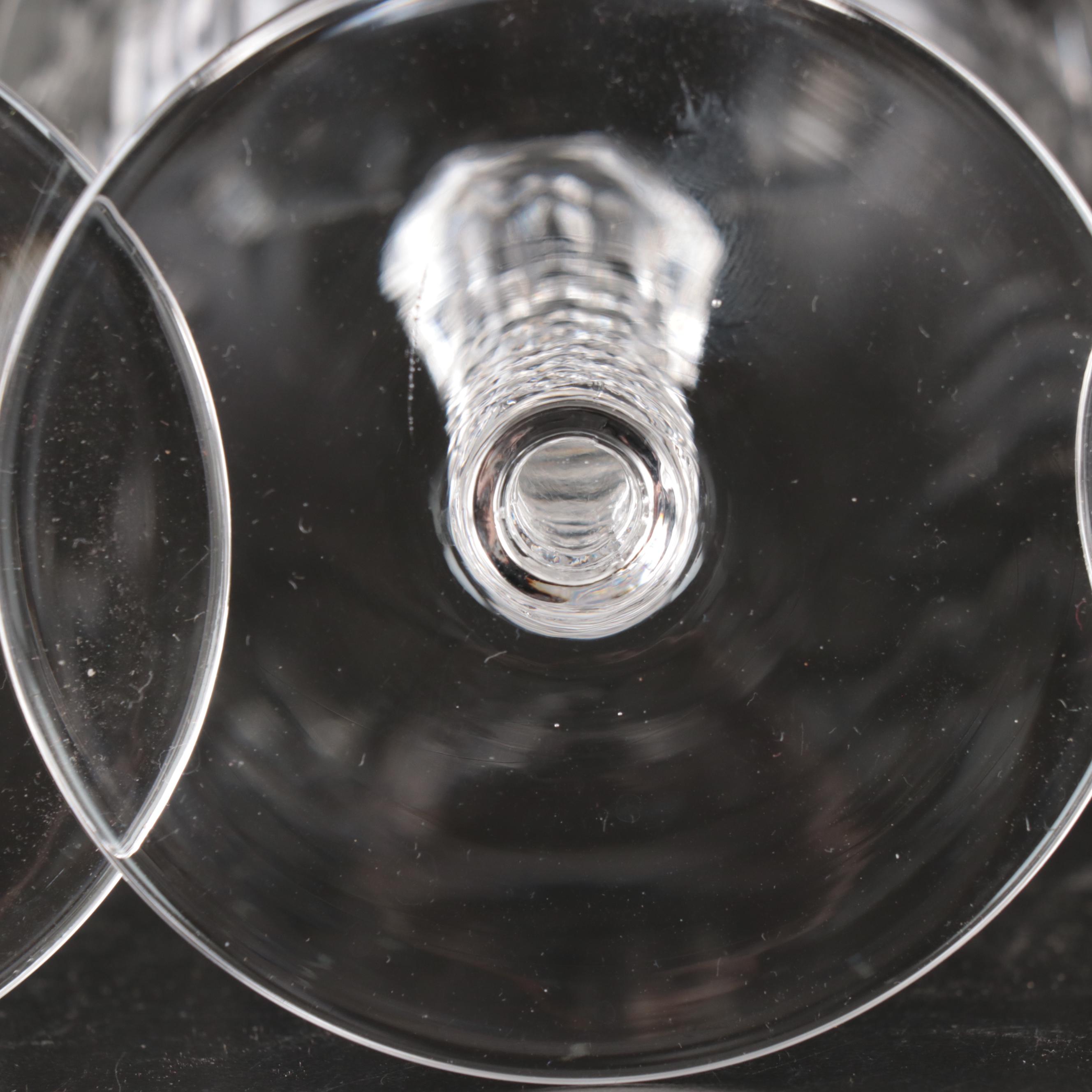 Art Deco Style Long Stem Etched Glass Coupes, Mid to Late 20th Century