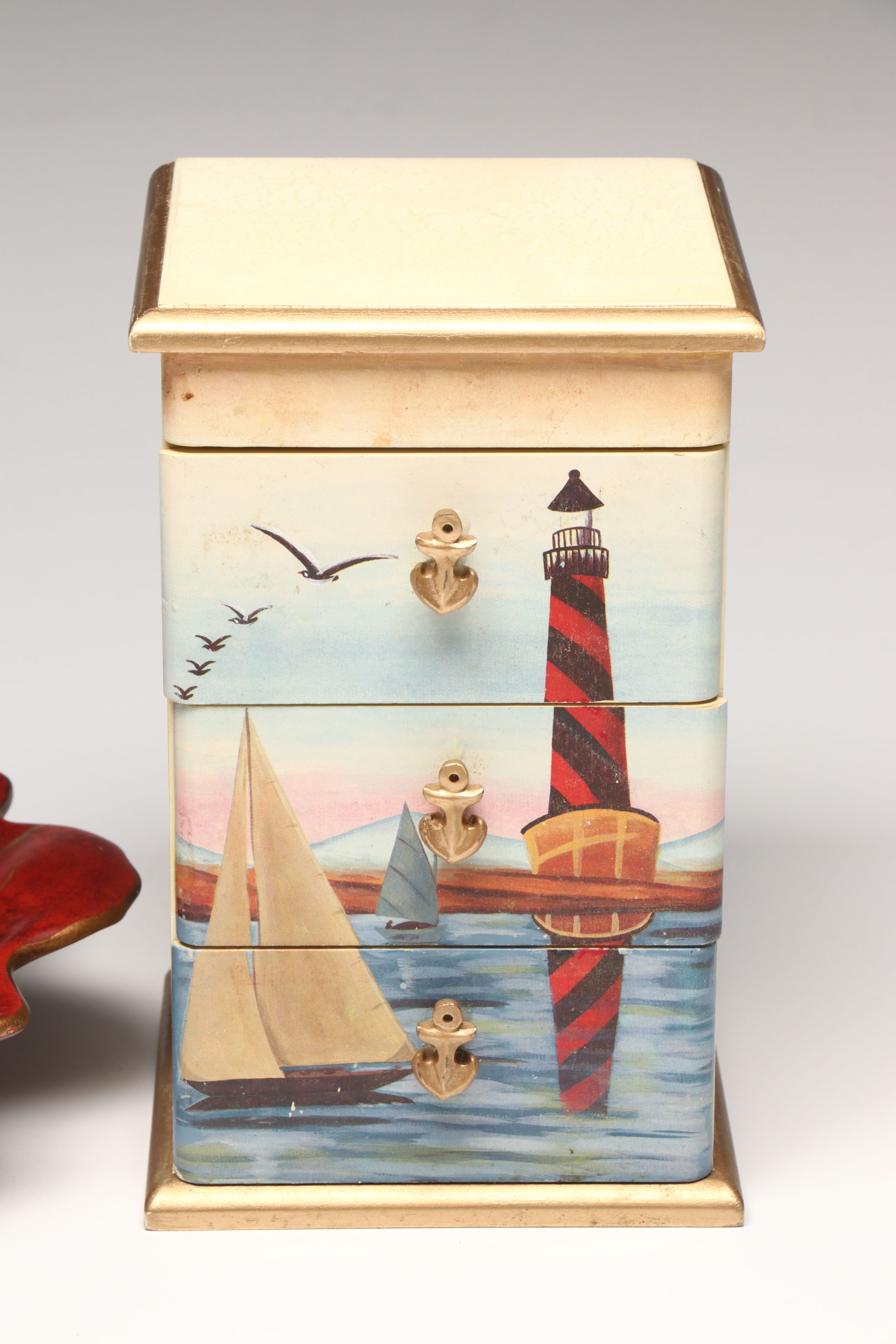 Stangl Pottery Ashtray and Bowl, Wooden Cabinet, and More Table Accessories