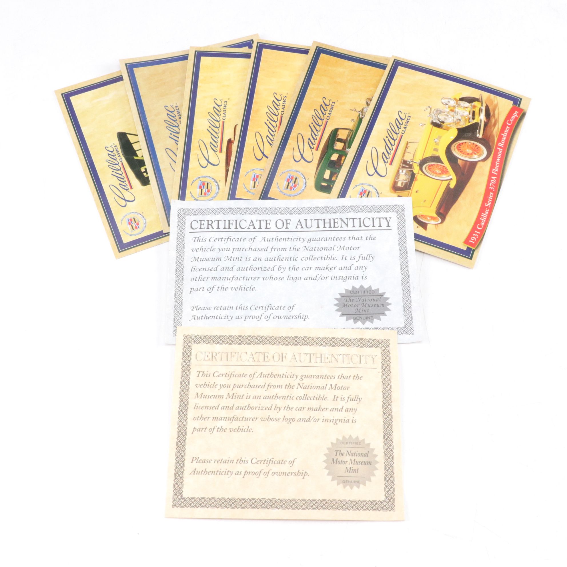 National Motor Museum Mint "Cadillac Classics" Collection of Diecast Cars