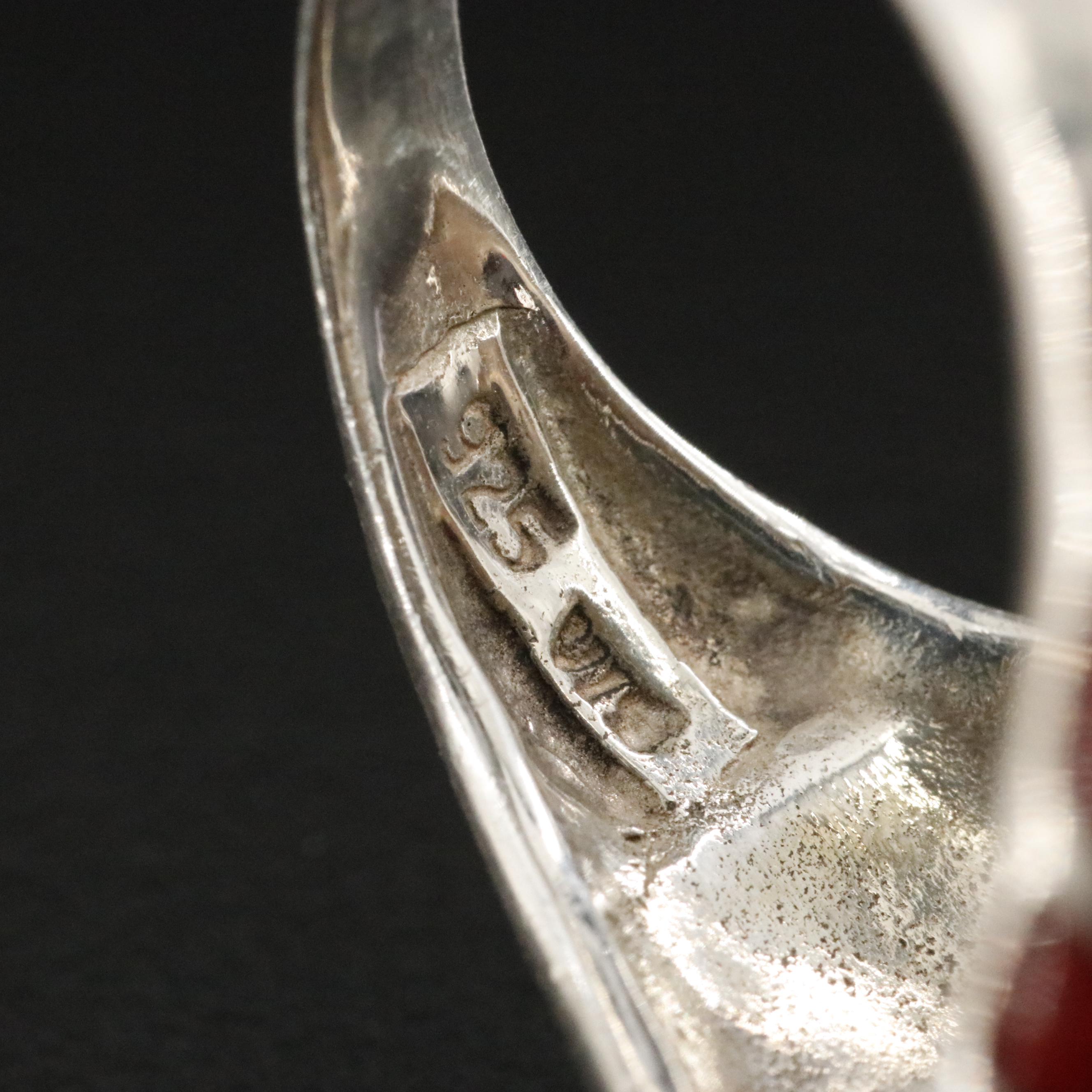 Sterling Garnet, Marcasite, and Enamel Ring