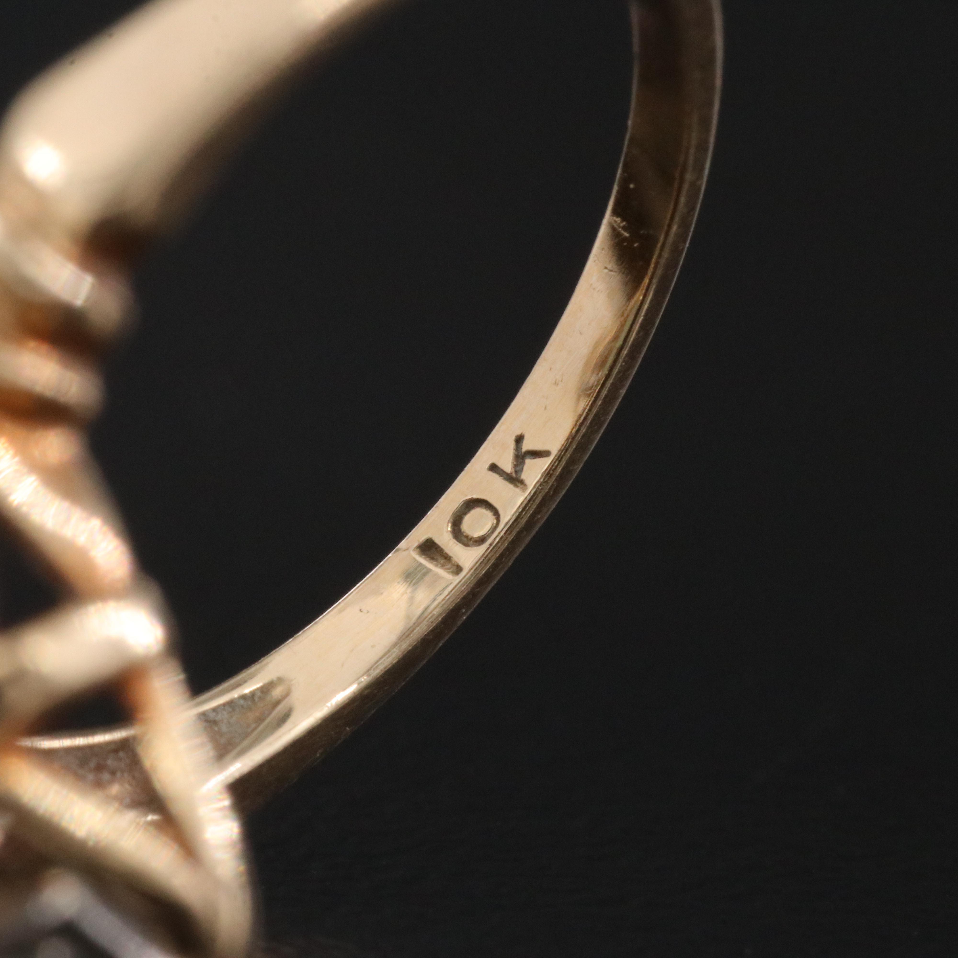 Vintage 10K Opal and Diamond Ring with Palladium Settings