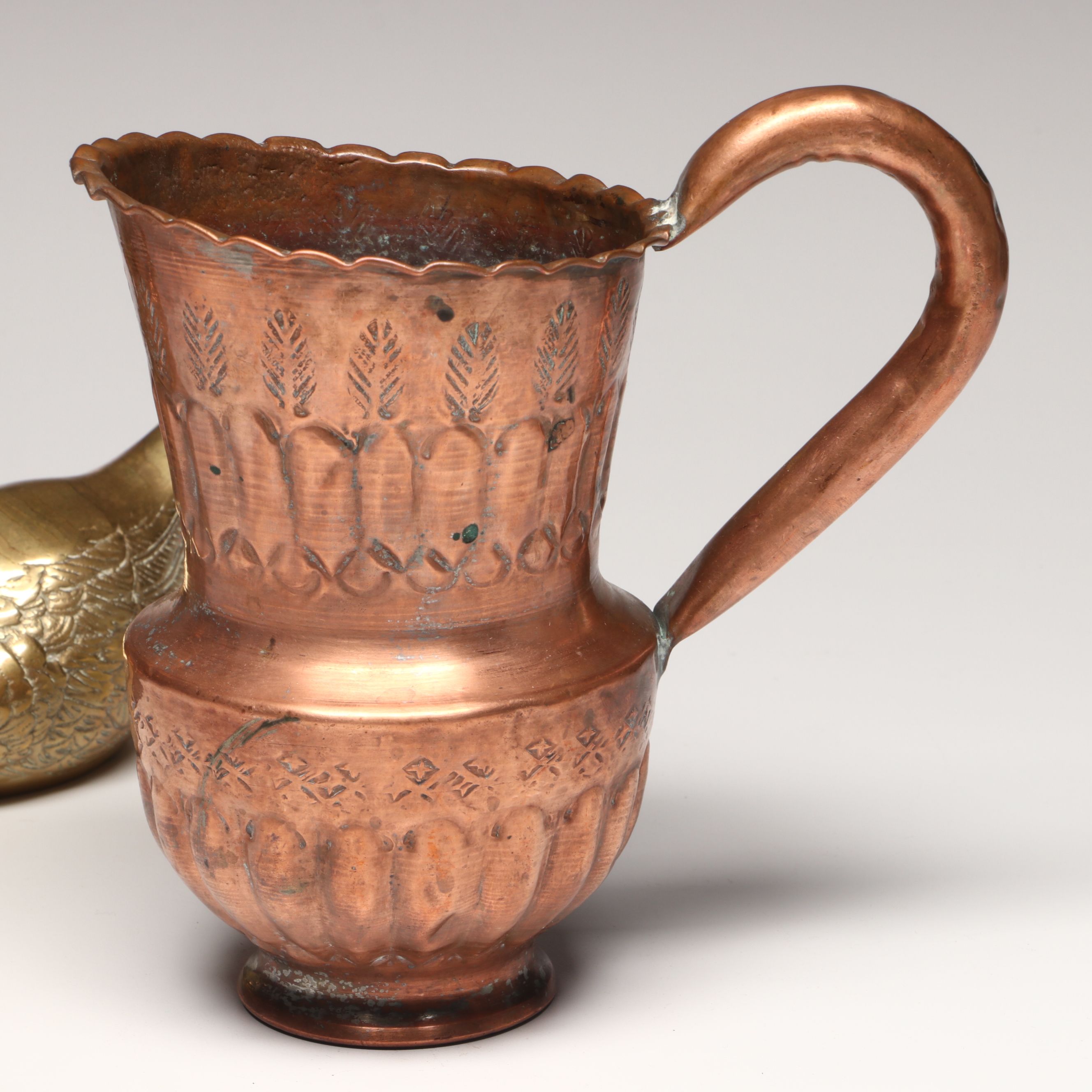 Copper Pitcher, Indian Brass Swan Planter, and More Metal Décor