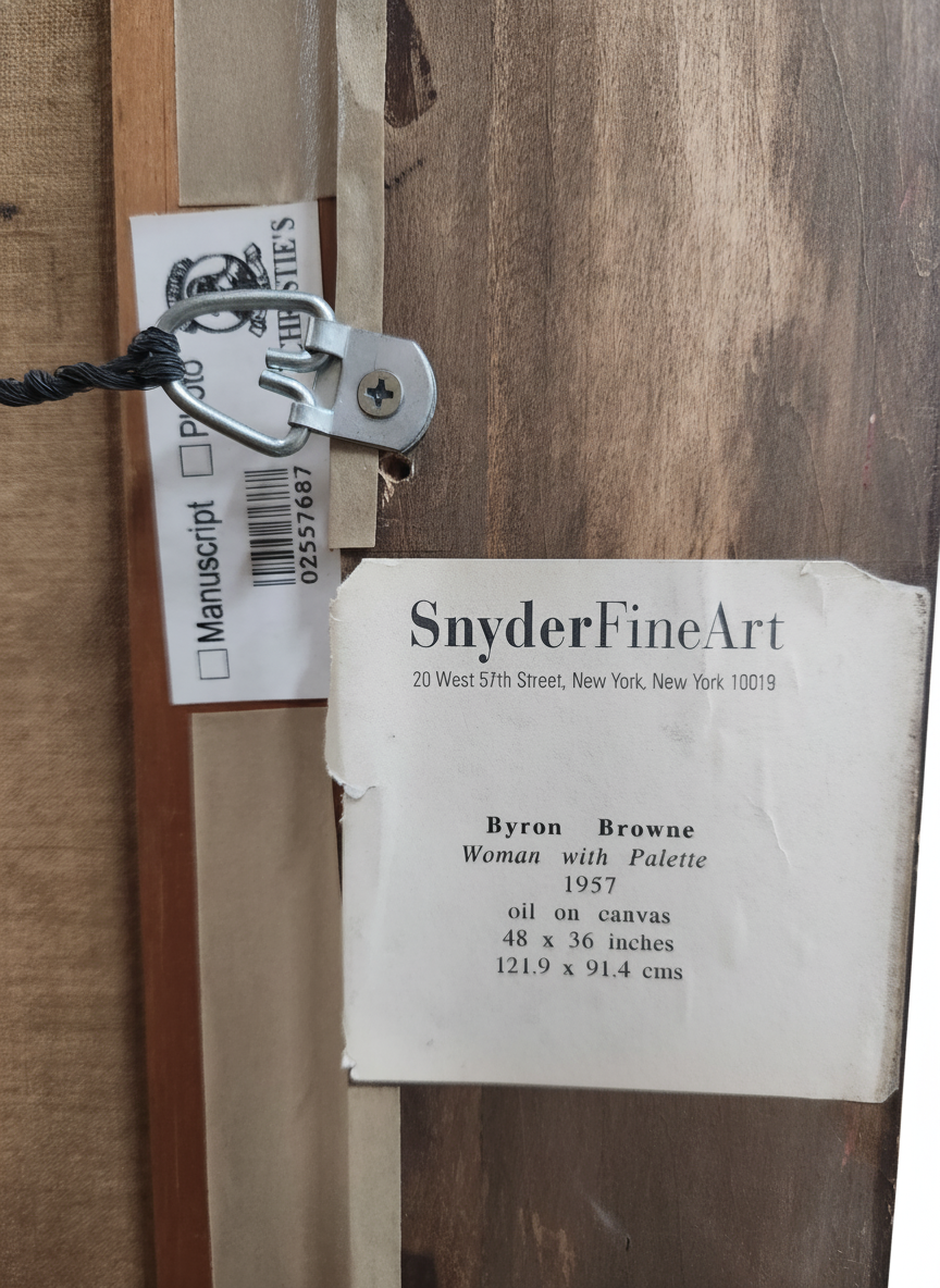 Byron Browne Oil Painting "Woman With Palette," 1957