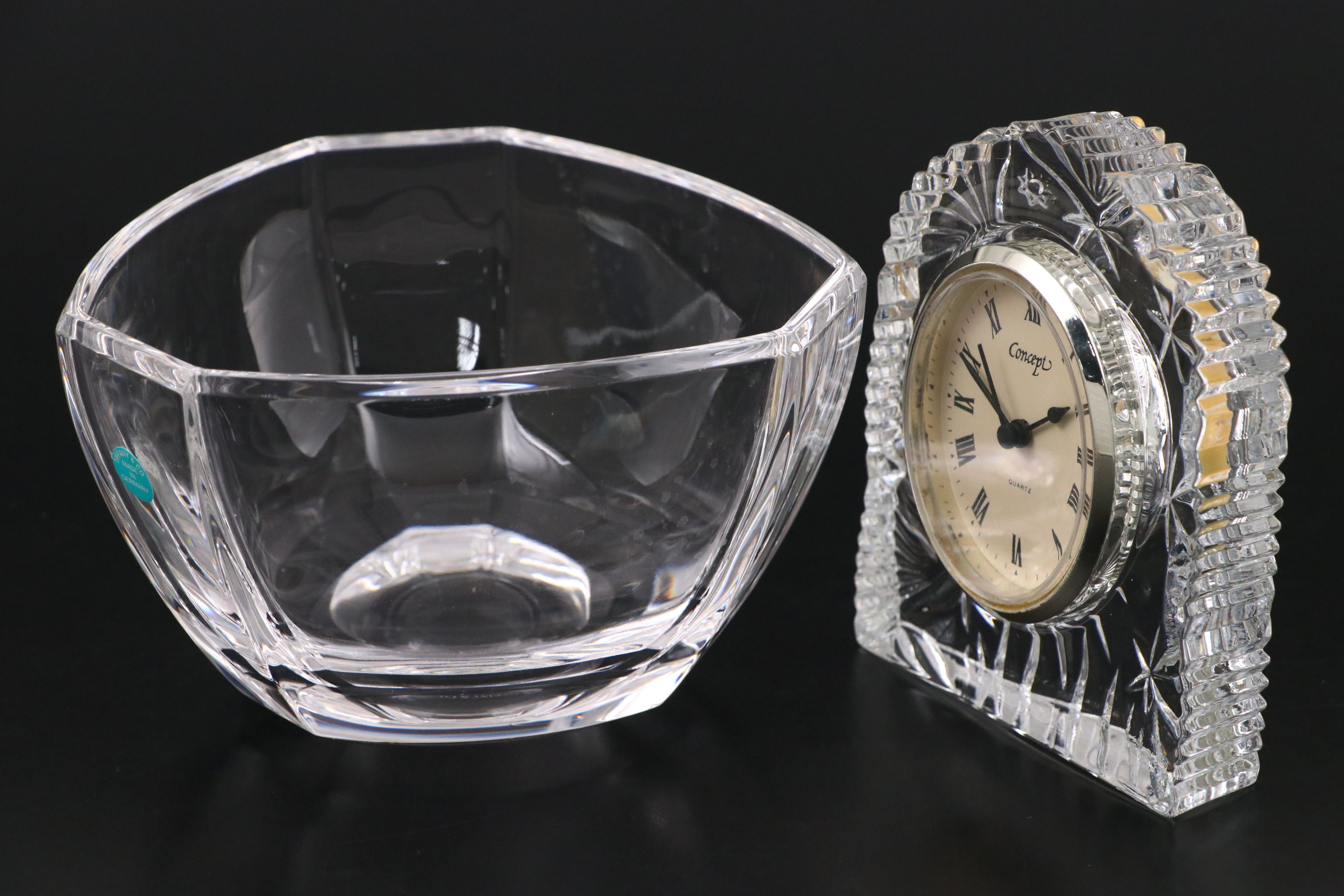 Tiffany & Co. Crystal Bowl with Concept Desk Clock