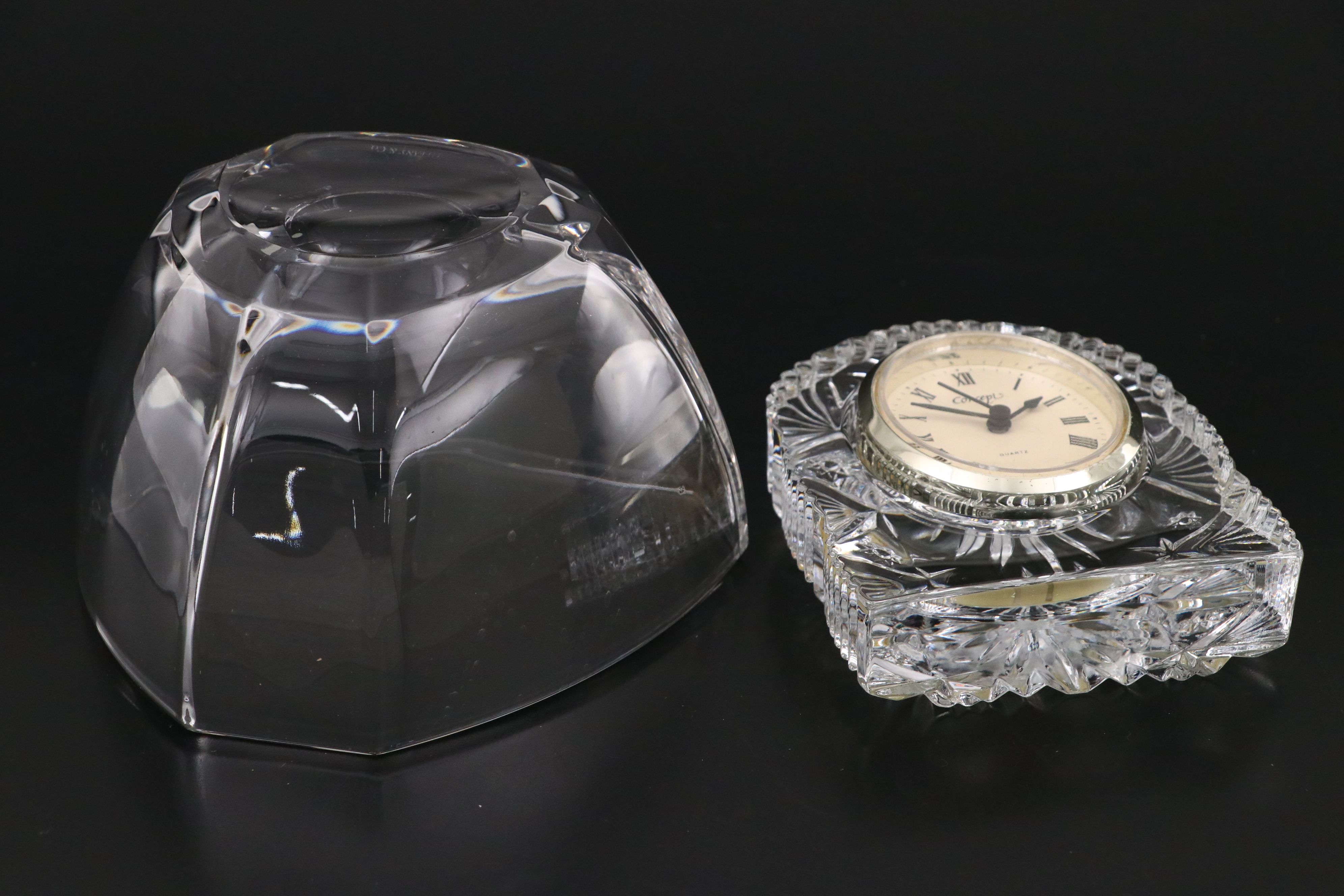Tiffany & Co. Crystal Bowl with Concept Desk Clock