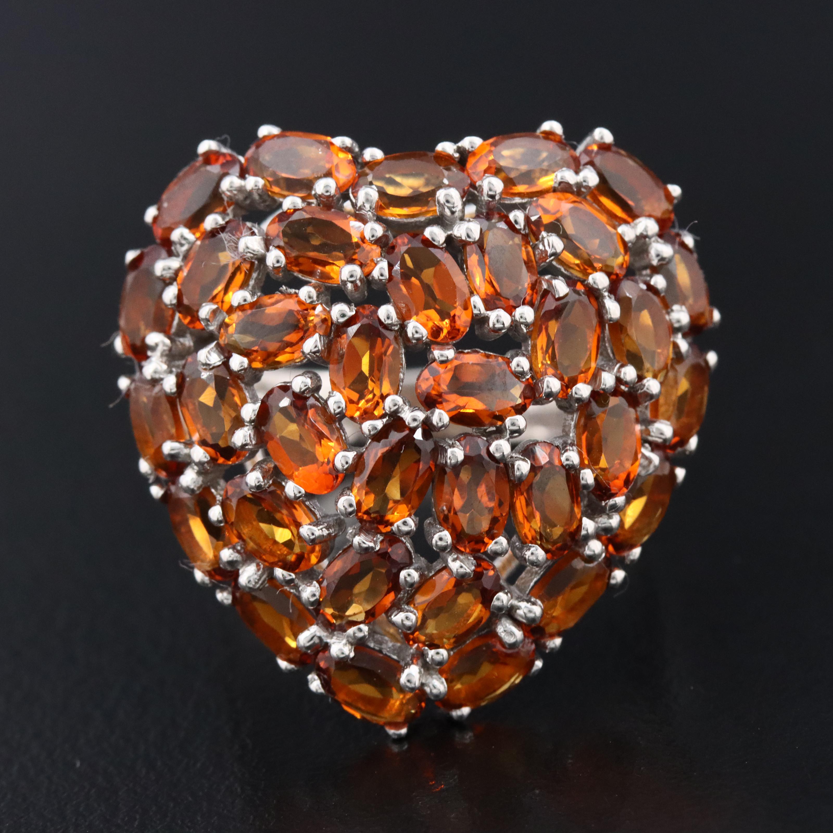 Sterling Citrine Heart Ring