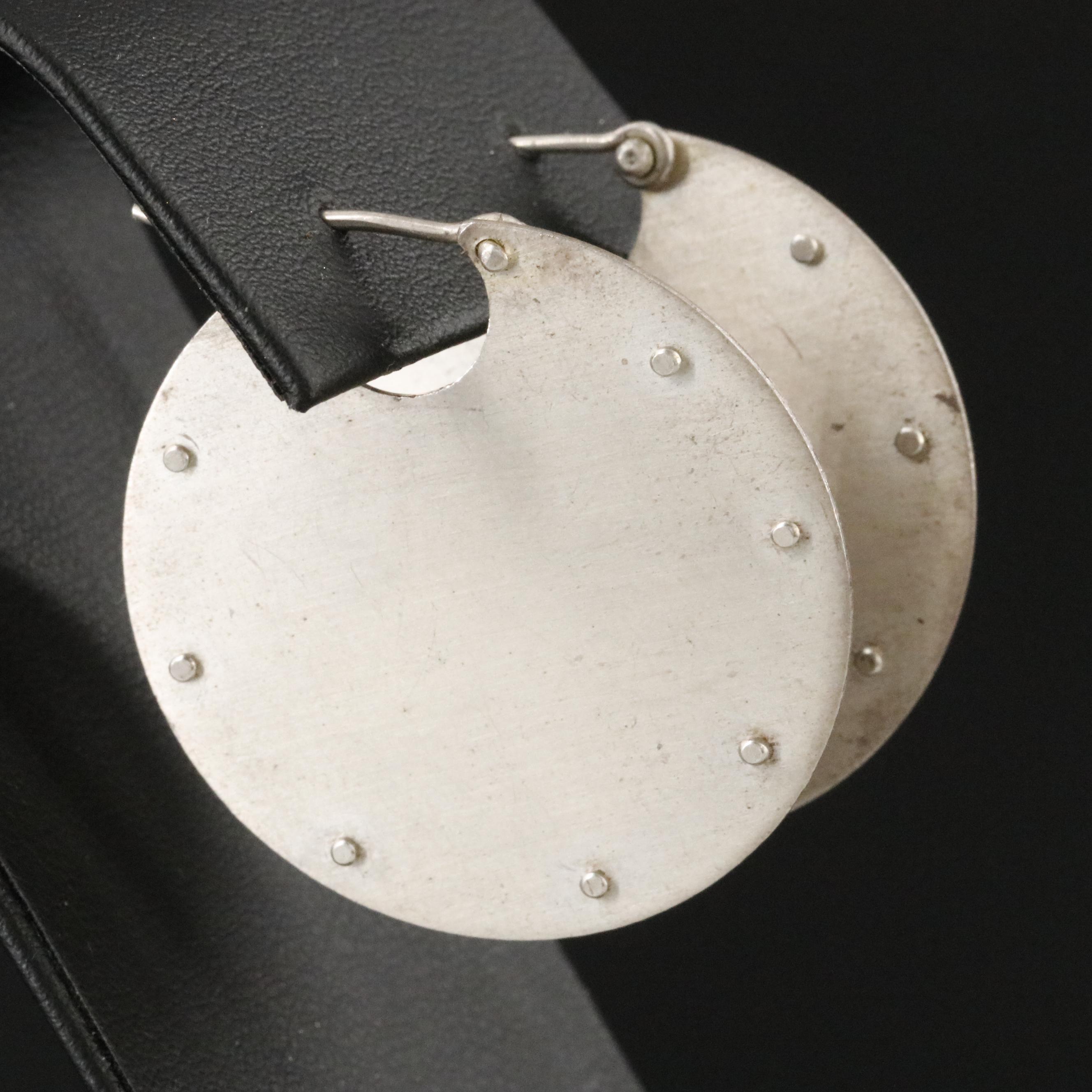 Sterling Riveted Disc Earrings