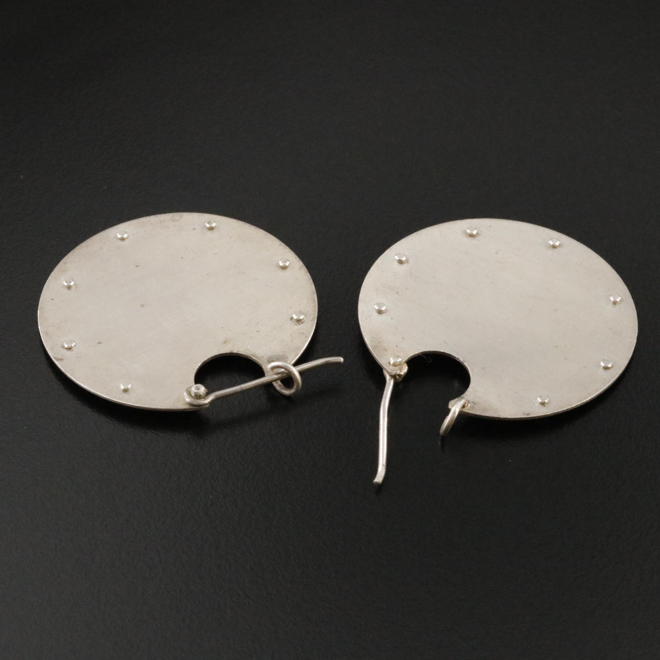 Sterling Riveted Disc Earrings