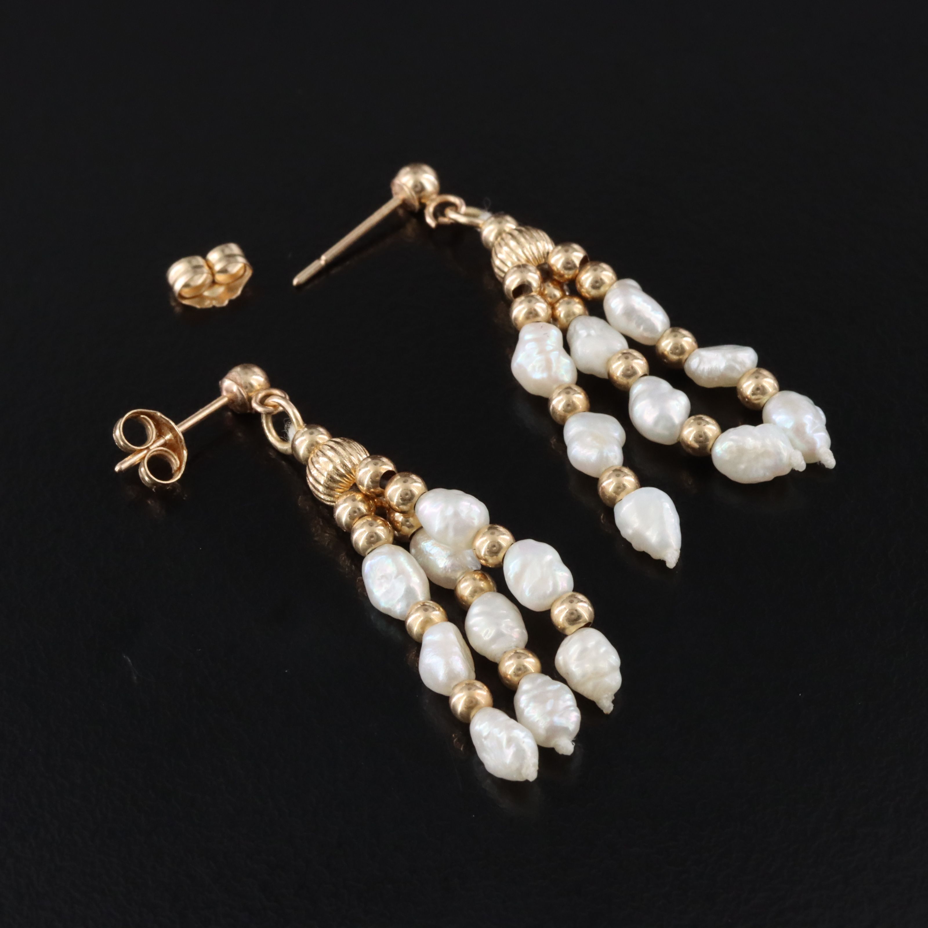 14K Pearl Drop Earrings