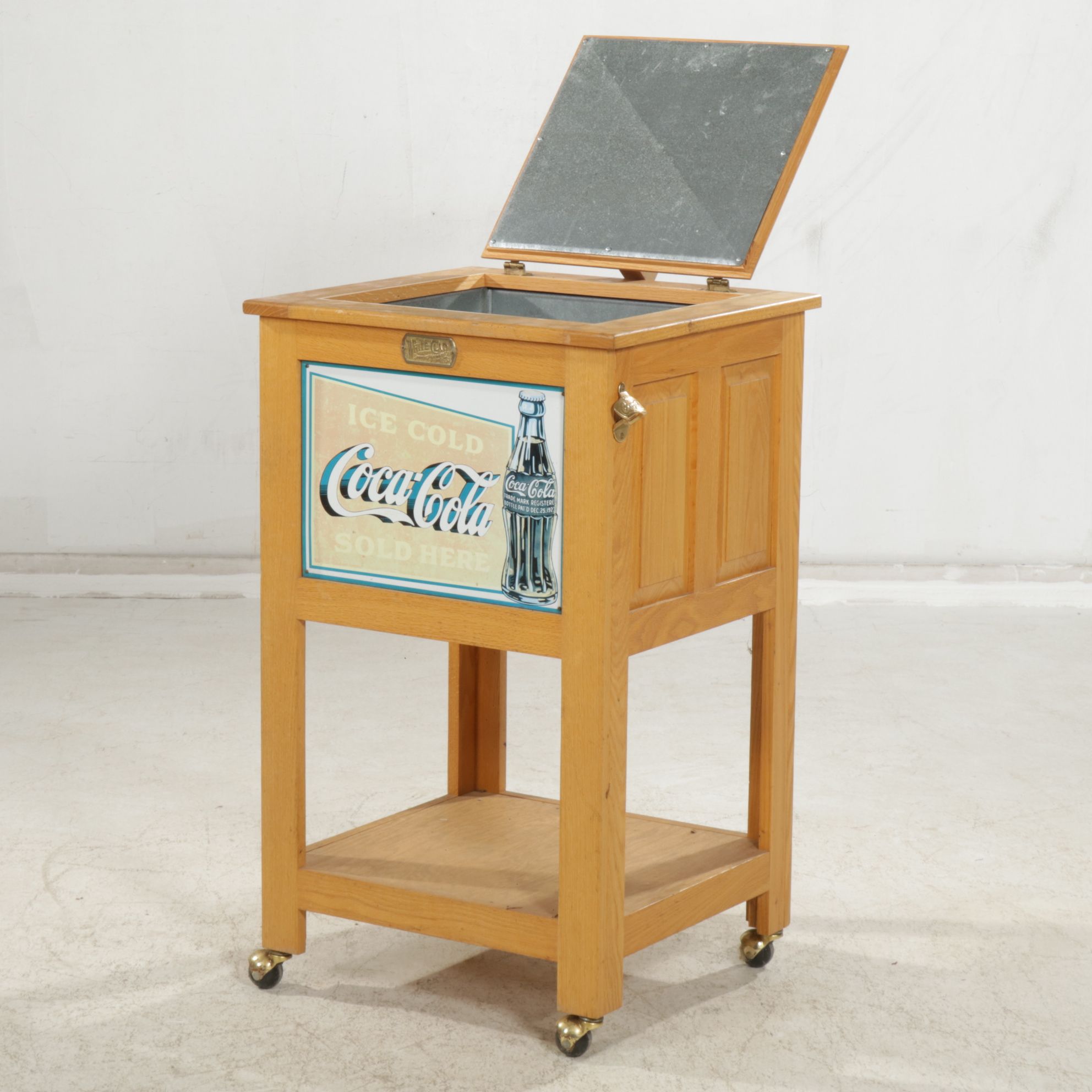 Simmons Hardware "White Clad" Oak Coca-Cola Cooler