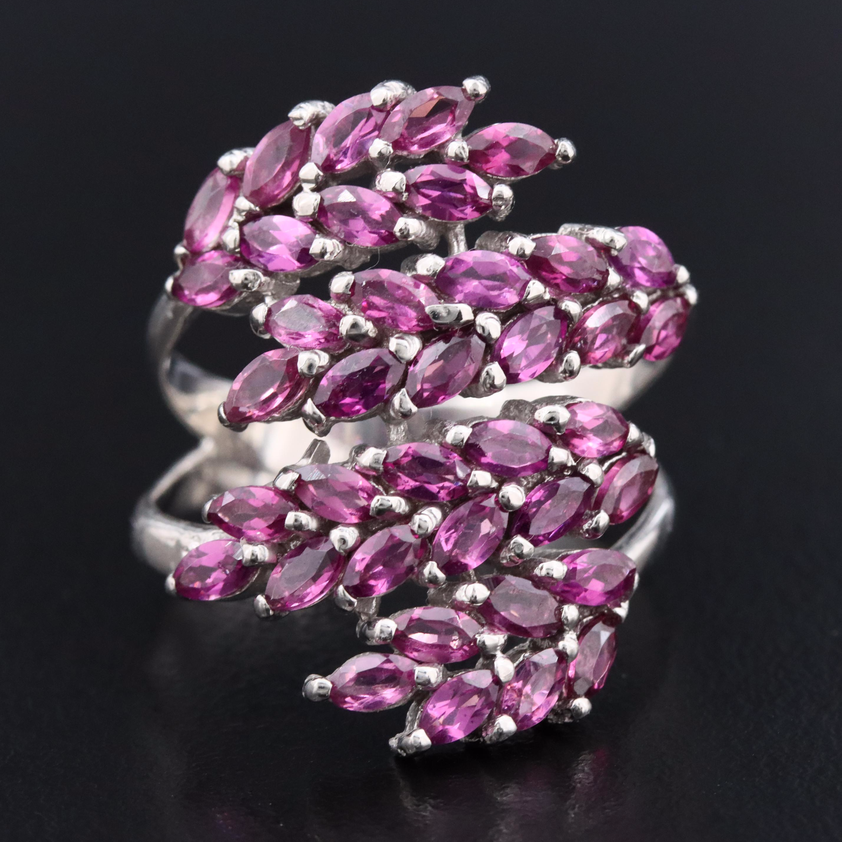 Sterling Rhodolite Garnet Bypass Ring