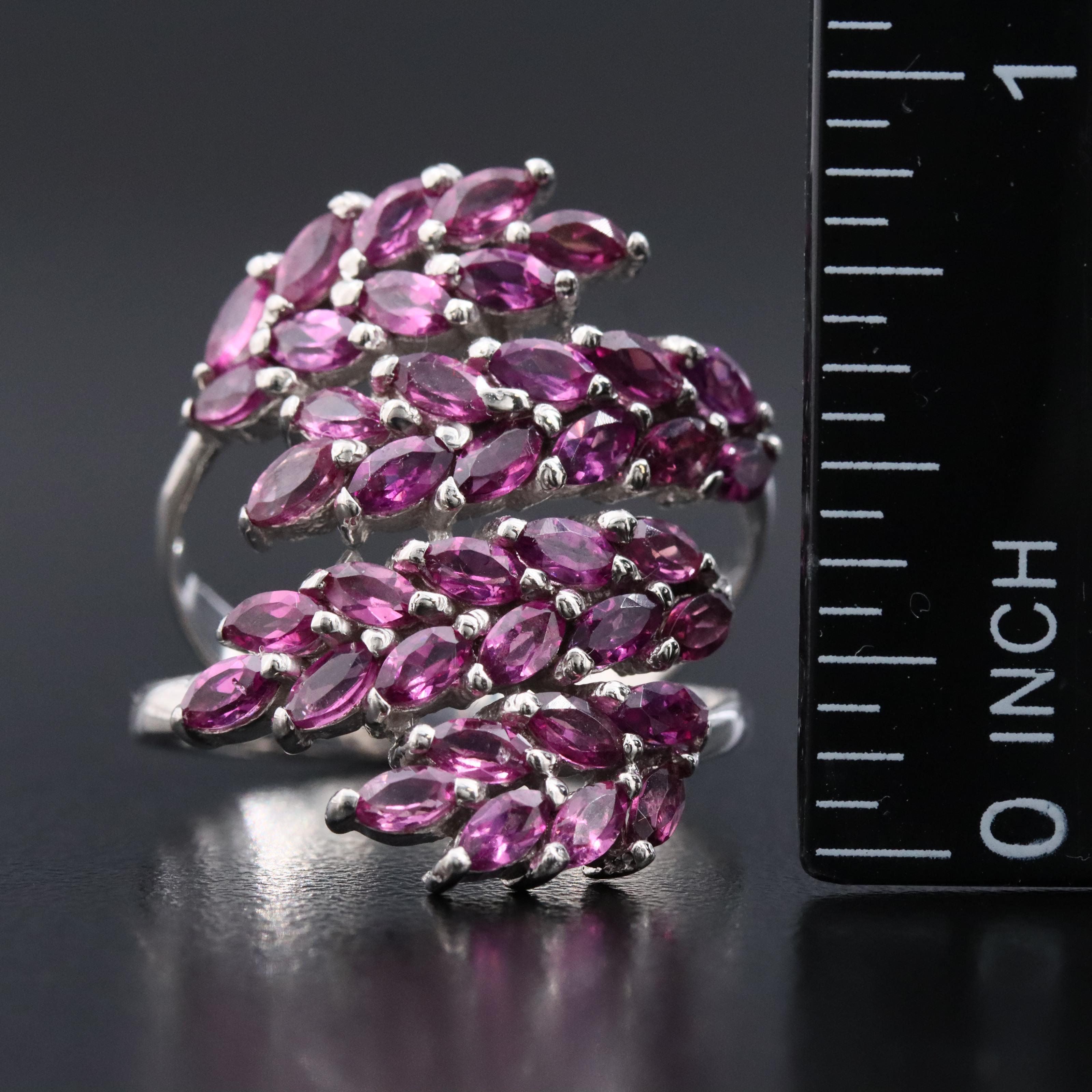 Sterling Rhodolite Garnet Bypass Ring