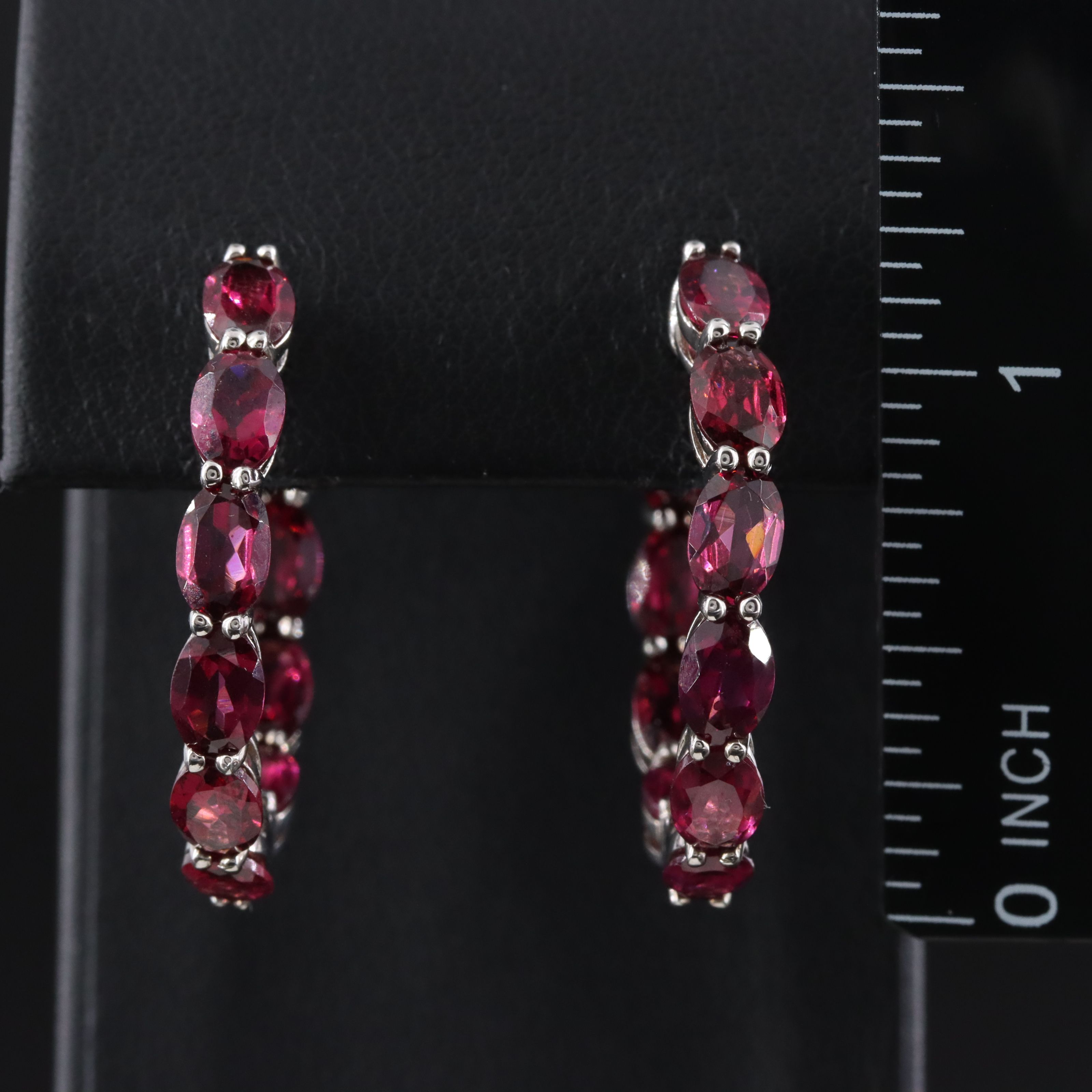 Sterling Rhodolite Garnet Inside-Out Hoop Earrings