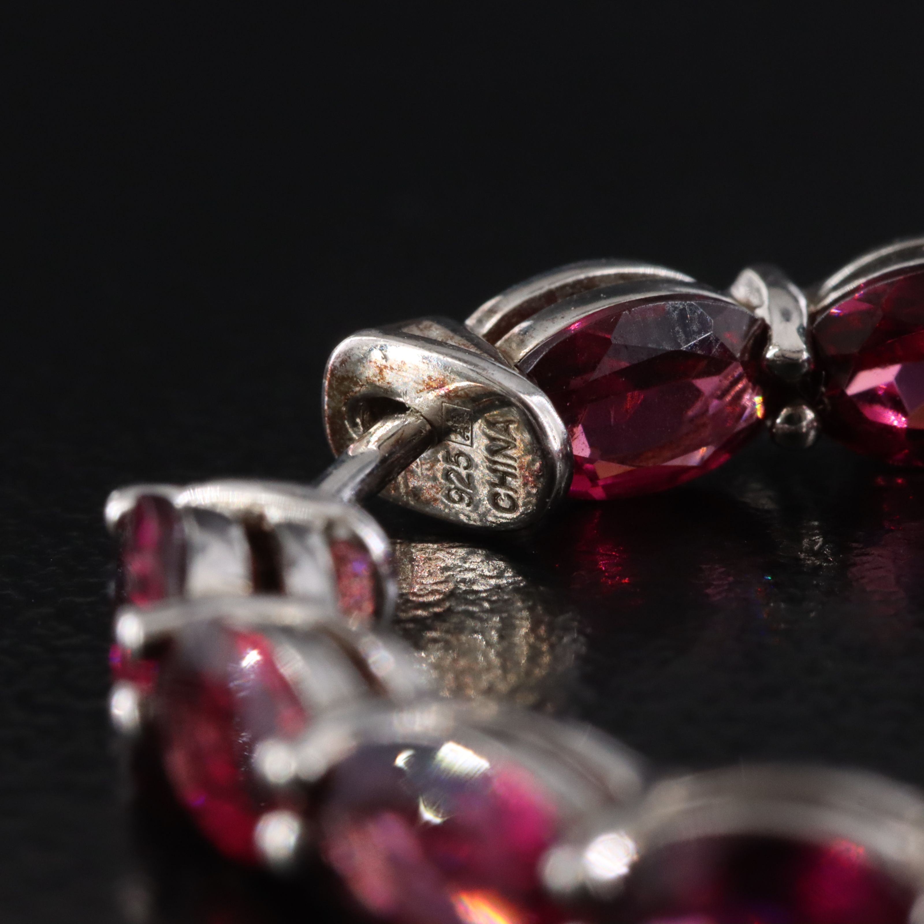 Sterling Rhodolite Garnet Inside-Out Hoop Earrings